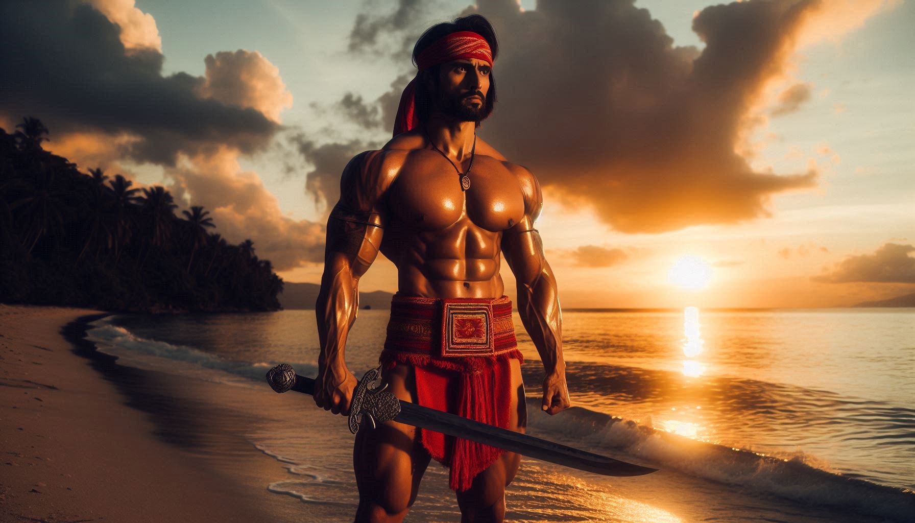 General 1792x1024 AI art lapu-lapu Lapu Lapu Battle of Mactan Cebu Cebuano Mactan Island sea ocean battle Bisaya Visayan Visayas Native Filipino Indigenous shield wooden shields spear tribal  Philippine Tribes seashore Spanish Colony bahag loincloth Çilapulapu Datu 1521 Battle of Mactan Visayan Animist Sugbuanon Native Pintados heathens Opong First Filipino Hero Lapulapu Son of Datu Mangal