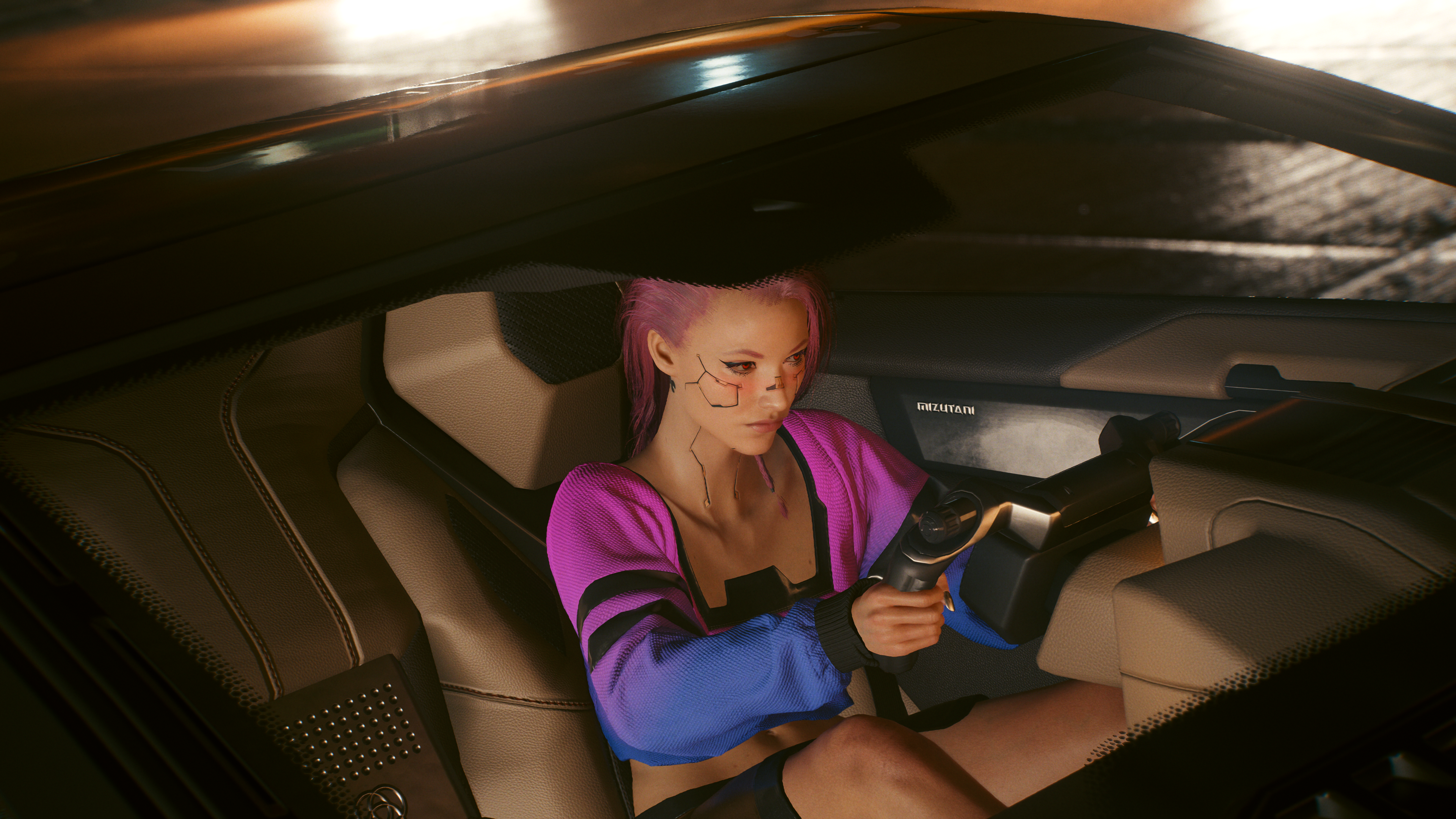 General 3840x2160 Cyberpunk 2077 CGI video game characters car interior steering wheel video game girls sitting video games driving