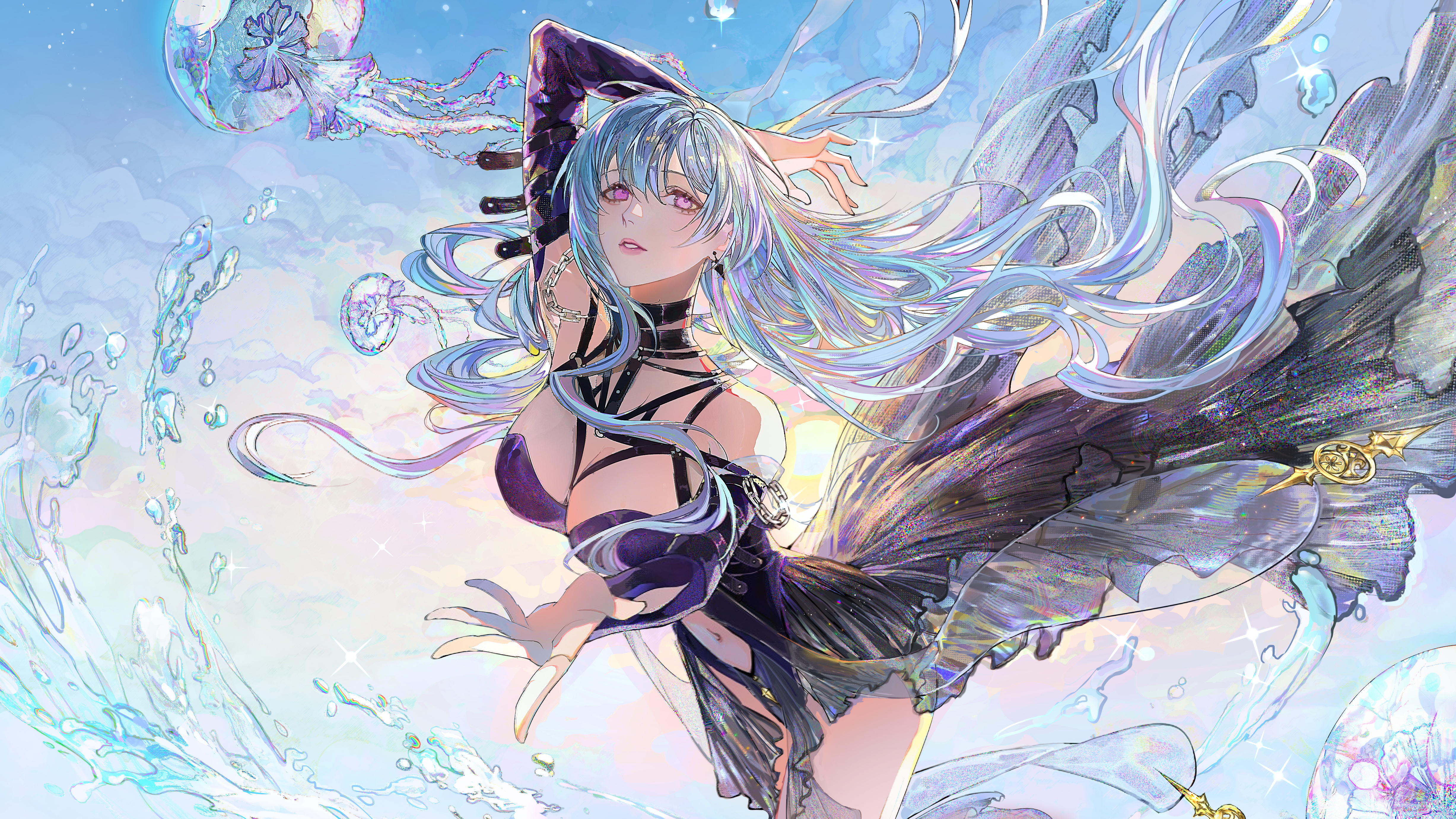 Anime 4908x2760 MBCC Path to Nowhere video games anime girls anime games cleavage water jellyfish