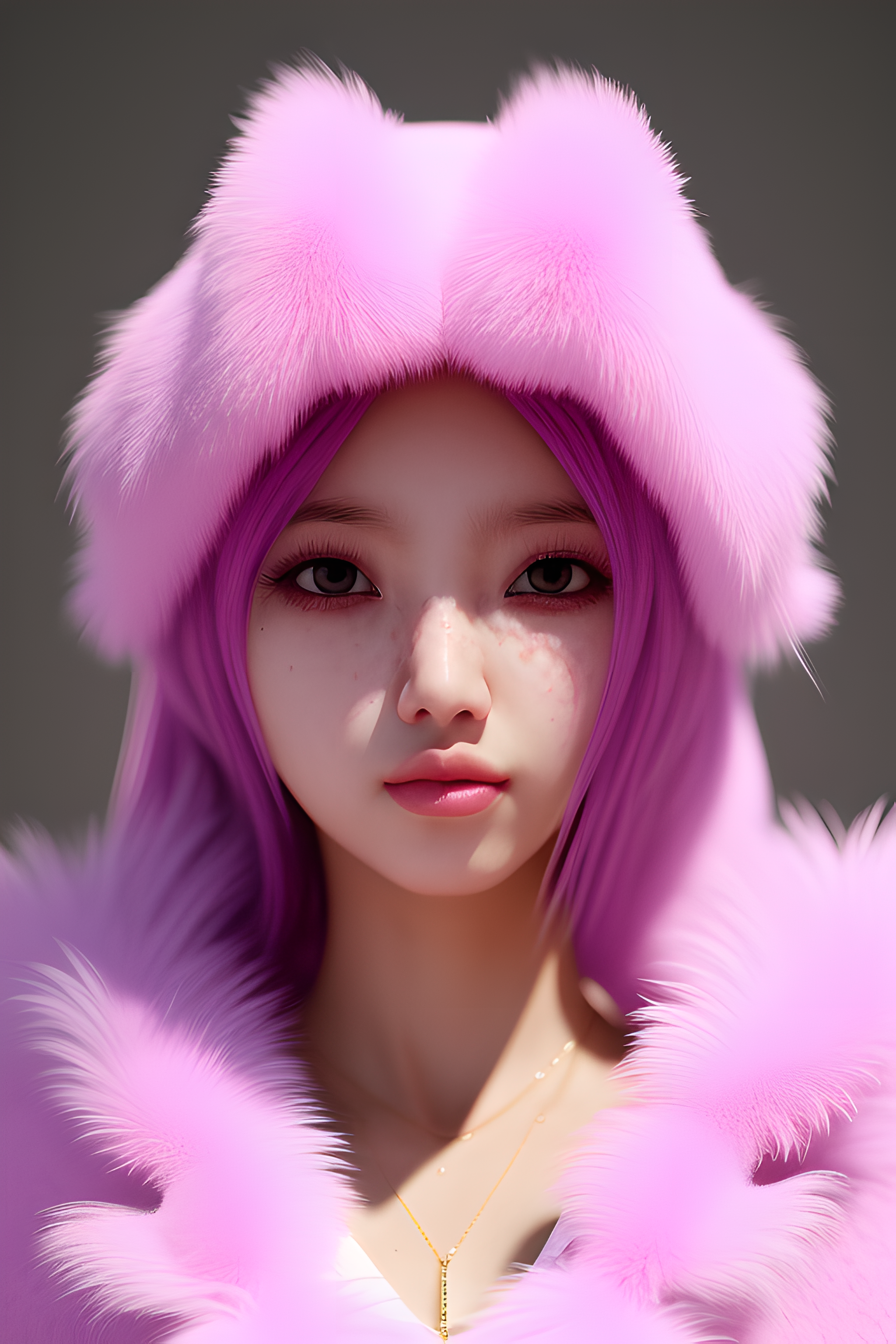 General 2048x3072 pink hair blushing fluffy clothes Stable Diffusion portrait display women Asian AI art