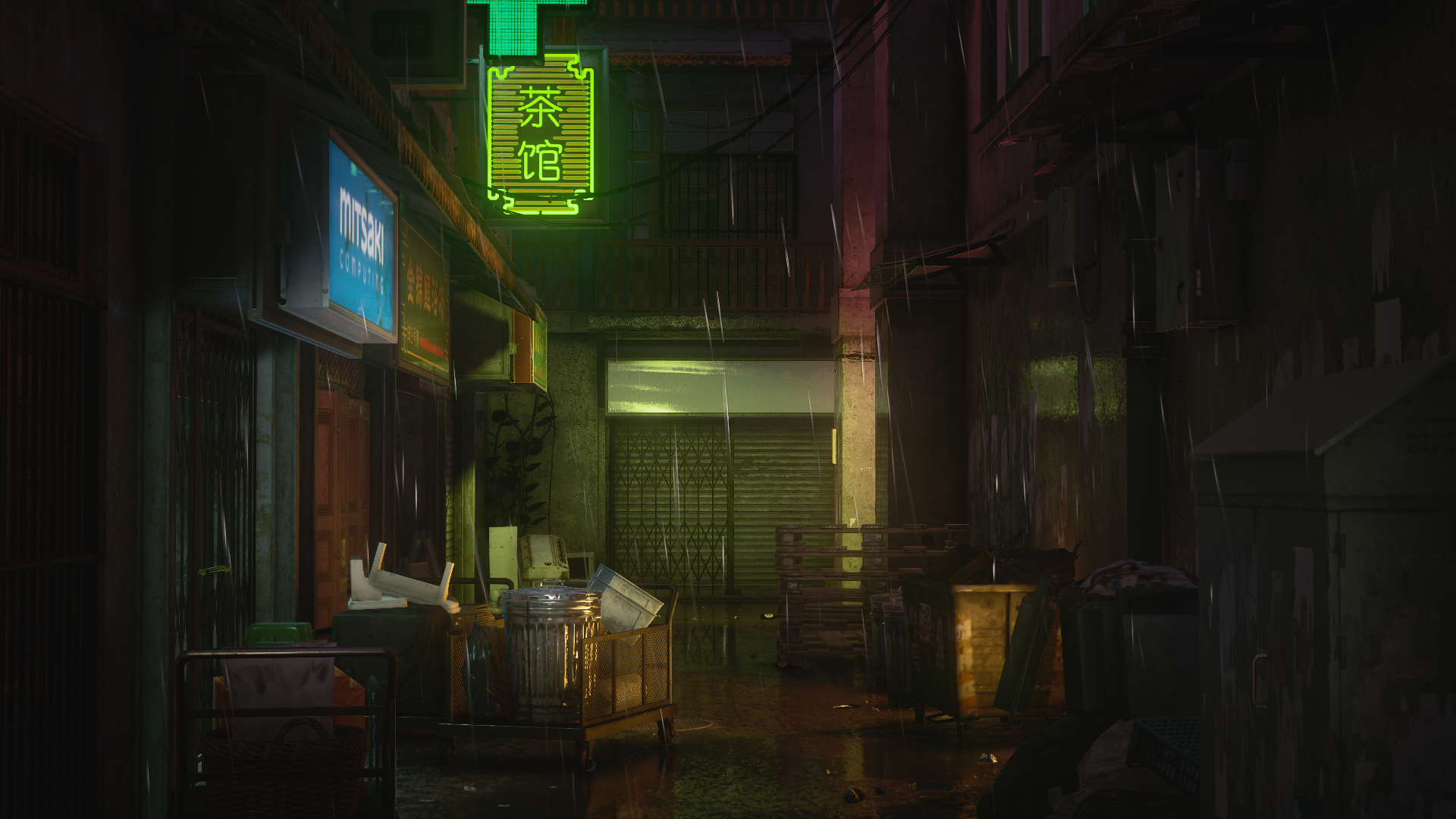 General 1920x1080 street view city rain neon video games Stray