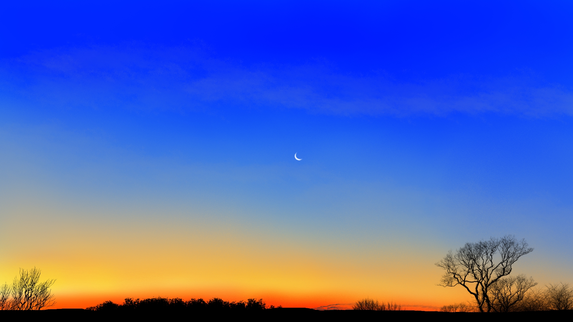 General 1920x1080 digital painting digital art twilight landscape simple background minimalism sky crescent moon Moon sunset glow
