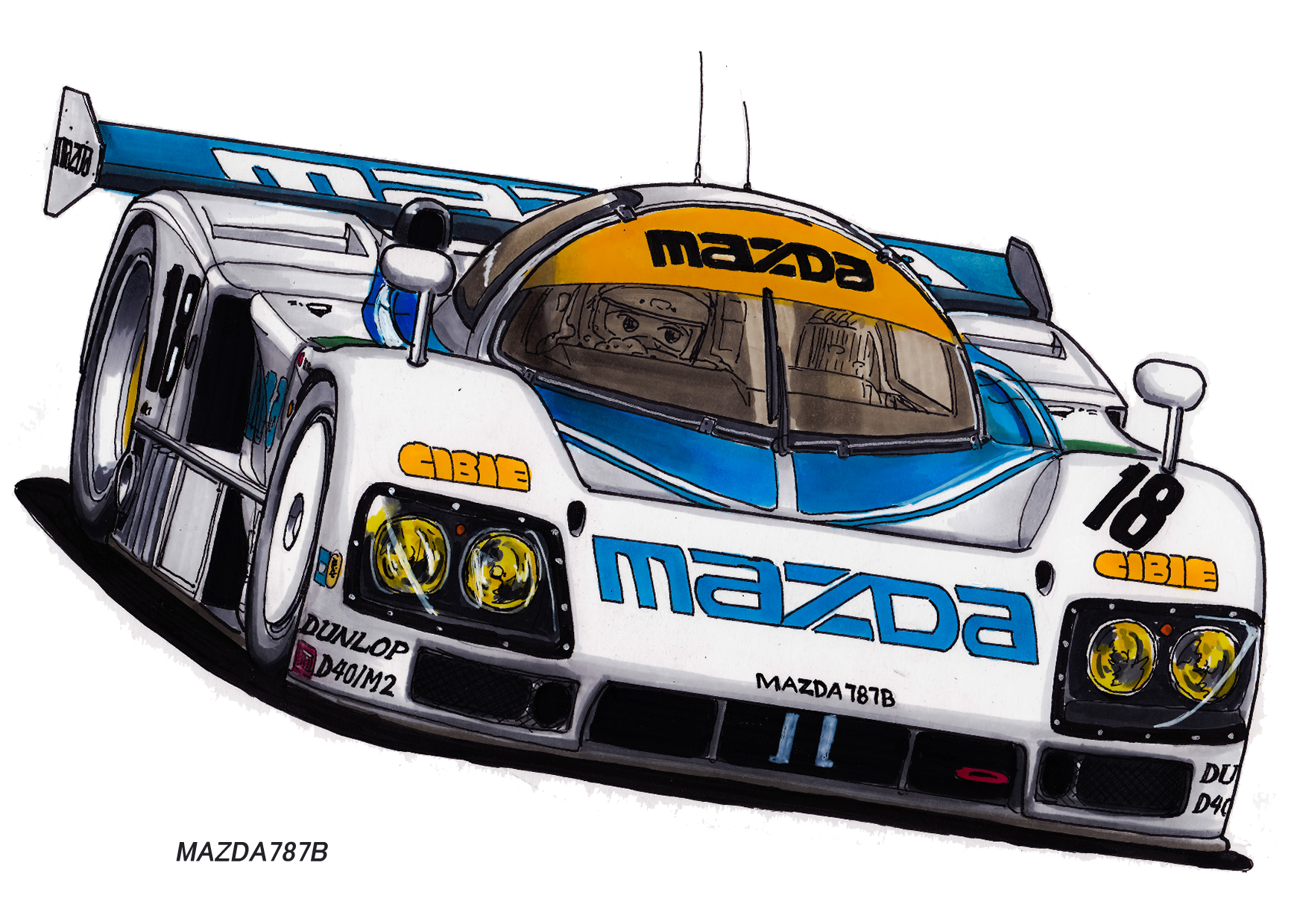 General 1748x1240 car Mazda 787B sports car Le Mans Prototype race cars Mazda livery Japanese cars