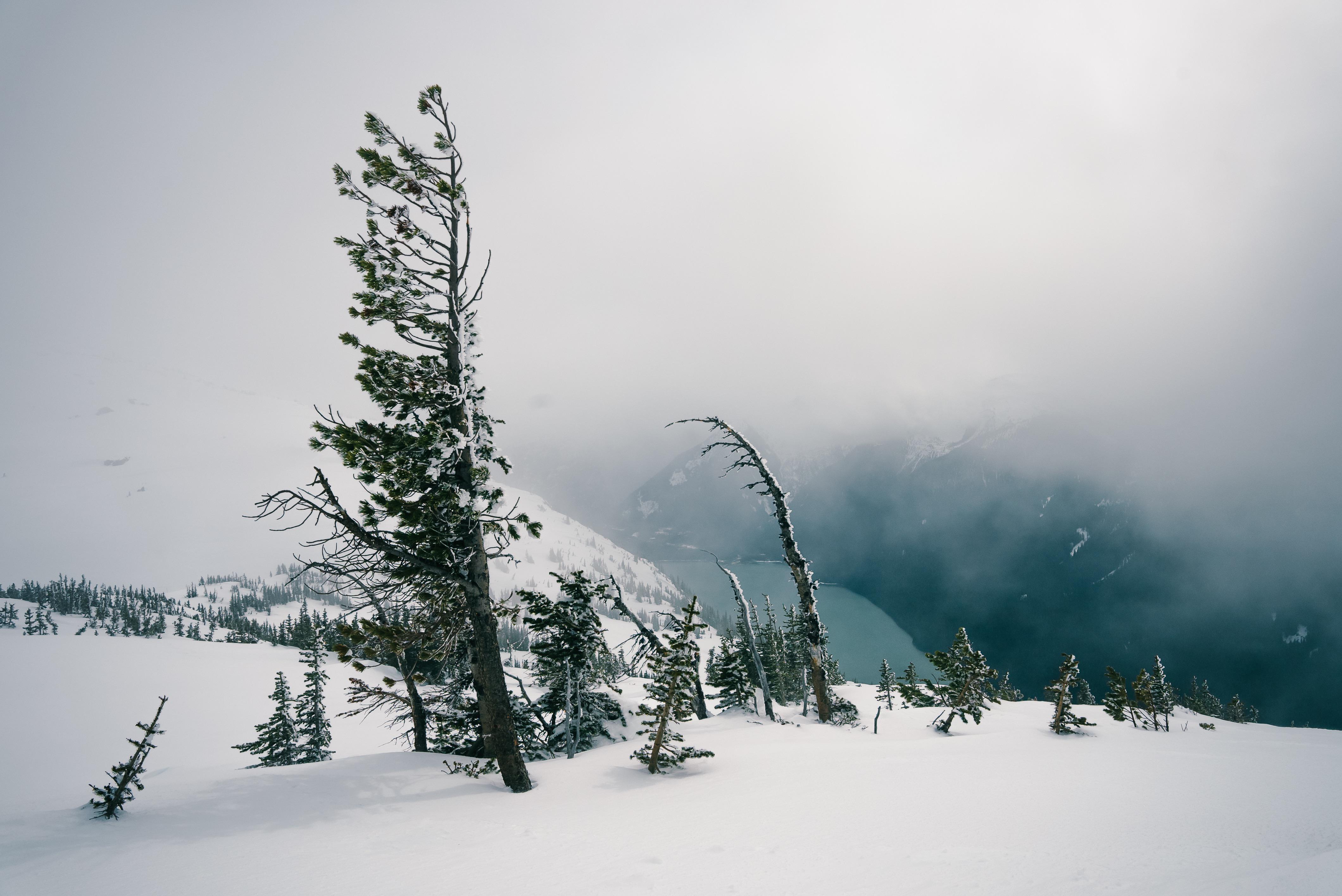 General 4240x2832 landscape nature Canada British Columbia fog mist clouds winter snow trees outdoors mountain view