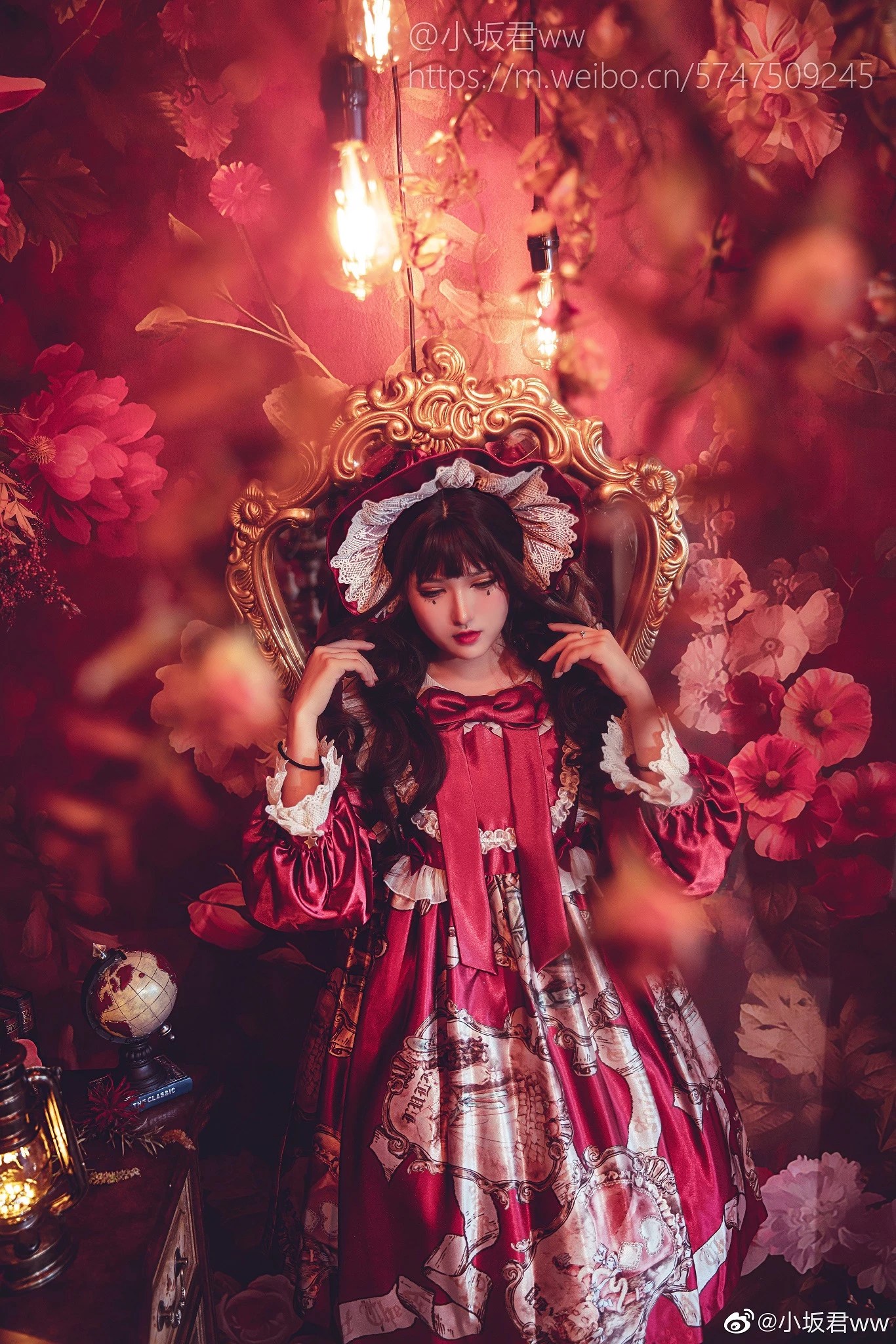 People 1366x2048 cosplay model red dress watermarked portrait display dress lolita fashion long hair indoors women indoors Asian