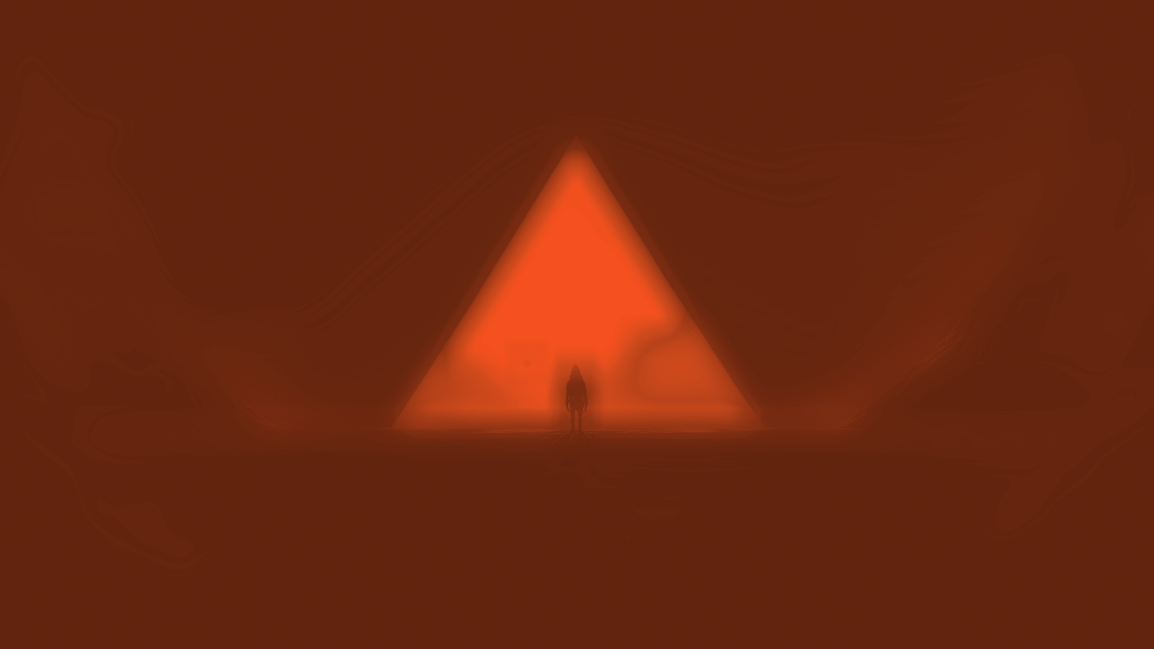 General 3840x2160 blurred warm colors orange brown dark background triangle minimalism digital art simple background