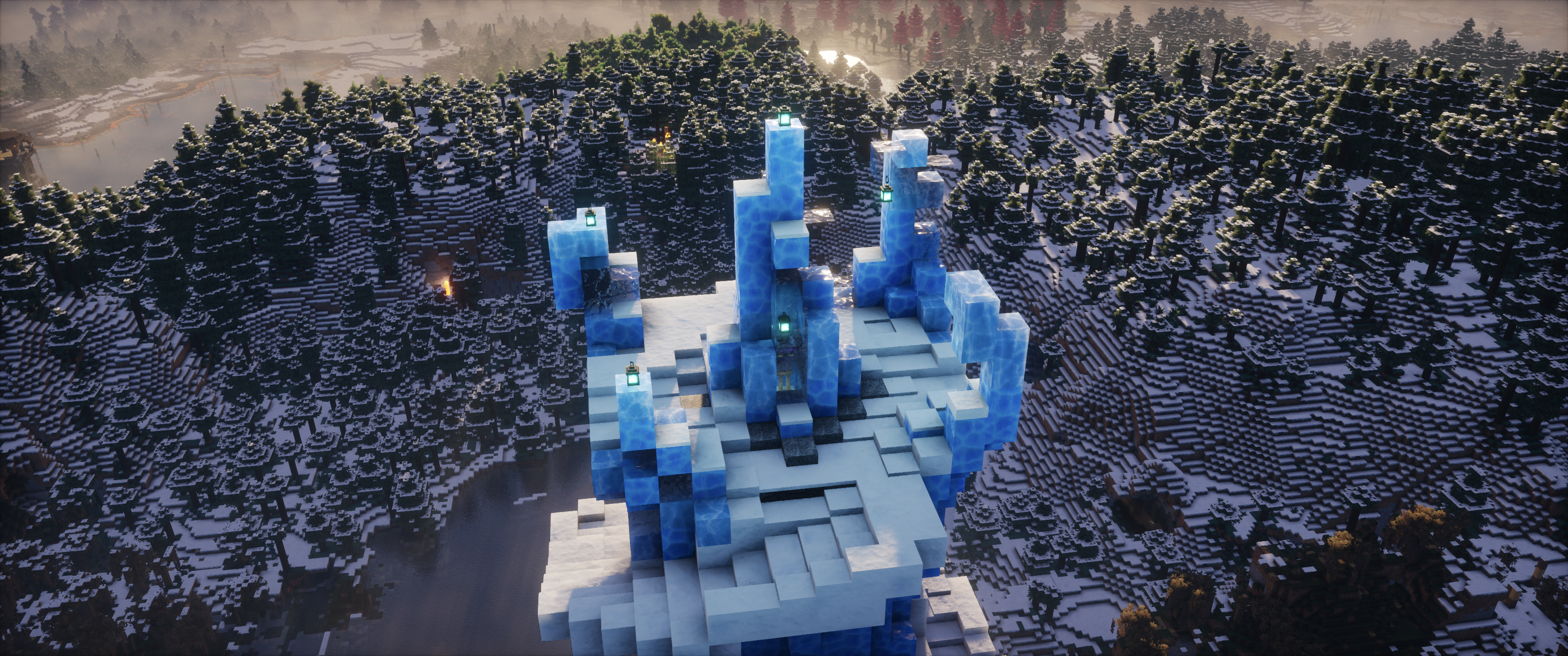 General 3440x1440 Minecraft shaders ice snow video games video game landscape Mojang