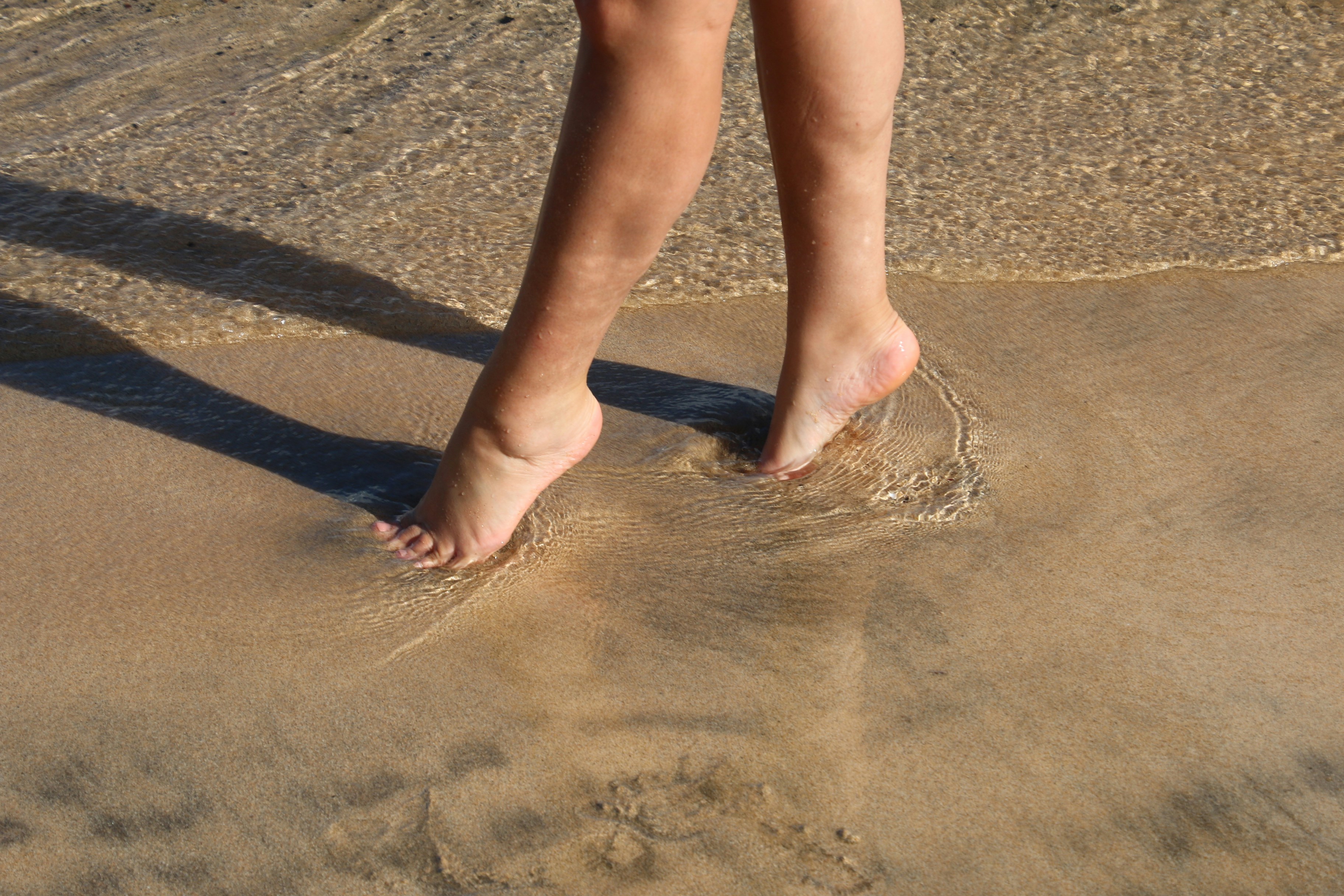 People 3648x2432 women beach sand covered feet legs toes model barefoot standing tiptoe standing in water sand women outdoors foot fetishism