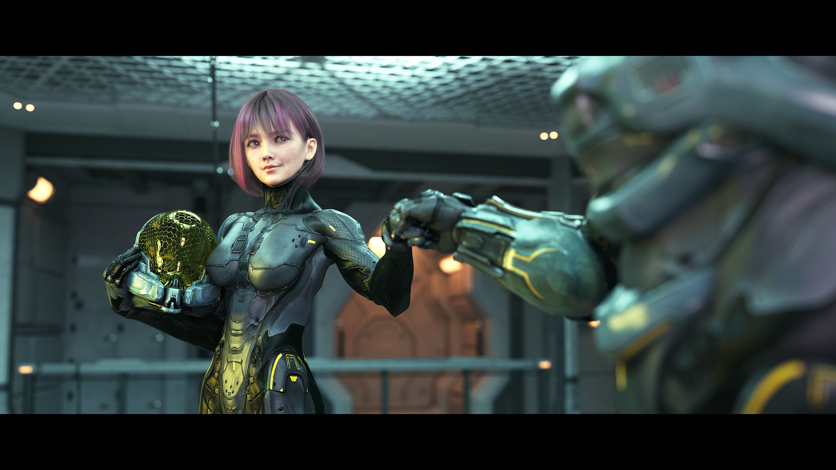General 2800x1575 Lou LL science fiction spacesuit original characters purple hair Halo CE Master Chief (Halo)