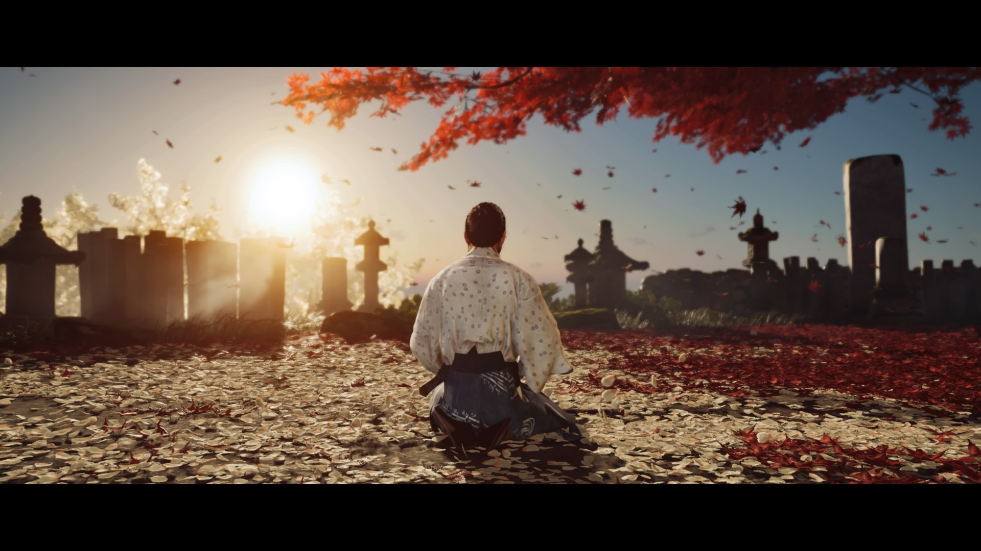 General 1920x1080 Ghost of Tsushima  video game characters video games petals sunset sunset glow Sucker Punch Productions