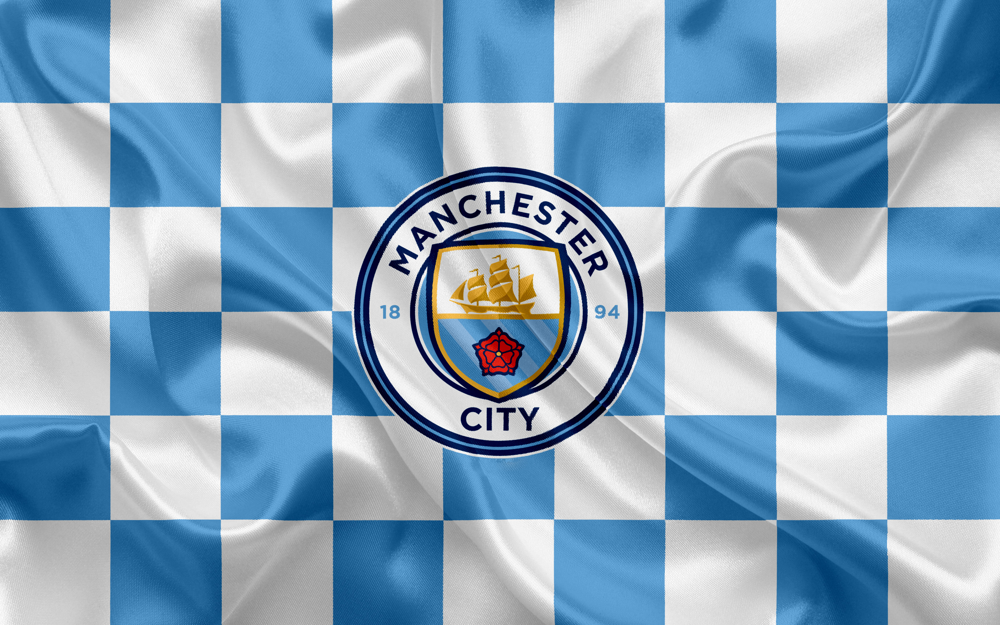 General 3840x2400 Manchester City  Football  soccer flag checkered