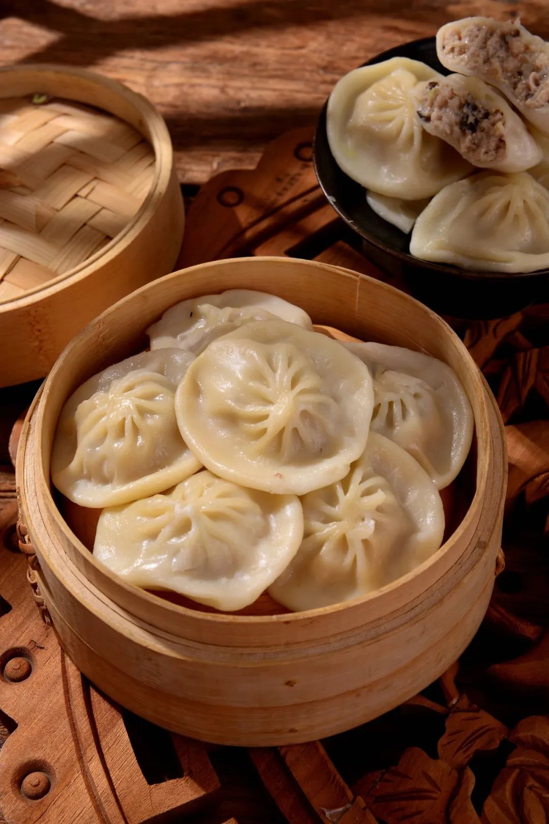 General 1080x1620 food Chinese buns baozi table bowls portrait display wood still life dumplings