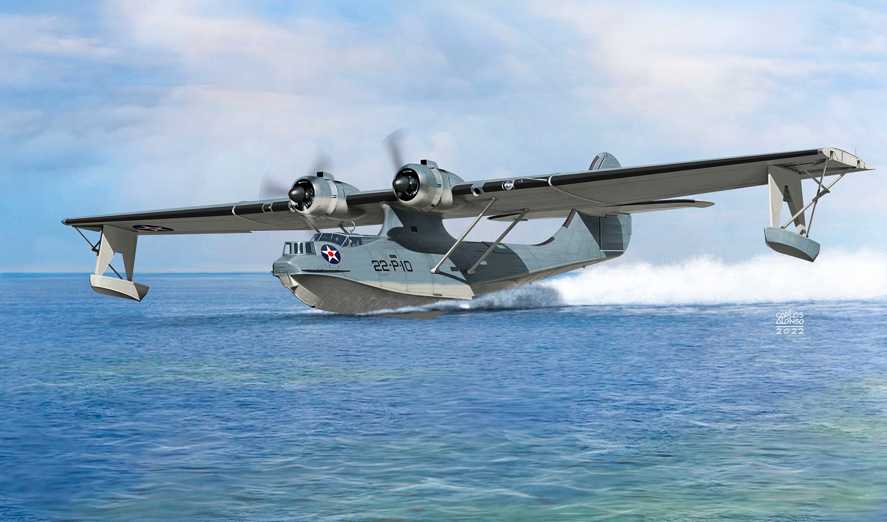General 1800x1059 sea aircraft military Consolidated PBY Catalina military vehicle clouds military aircraft sky water signature artwork United States Navy Flying boat