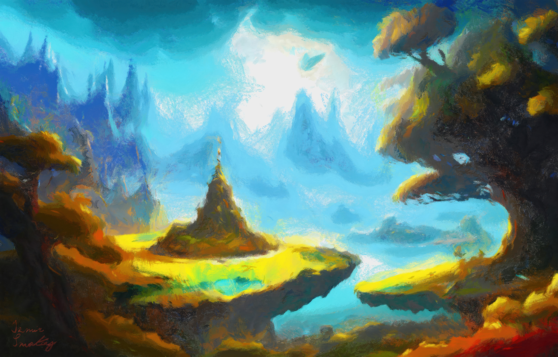 General 1800x1152 landscape fantasy castle painting digital painting pastel fantasy art