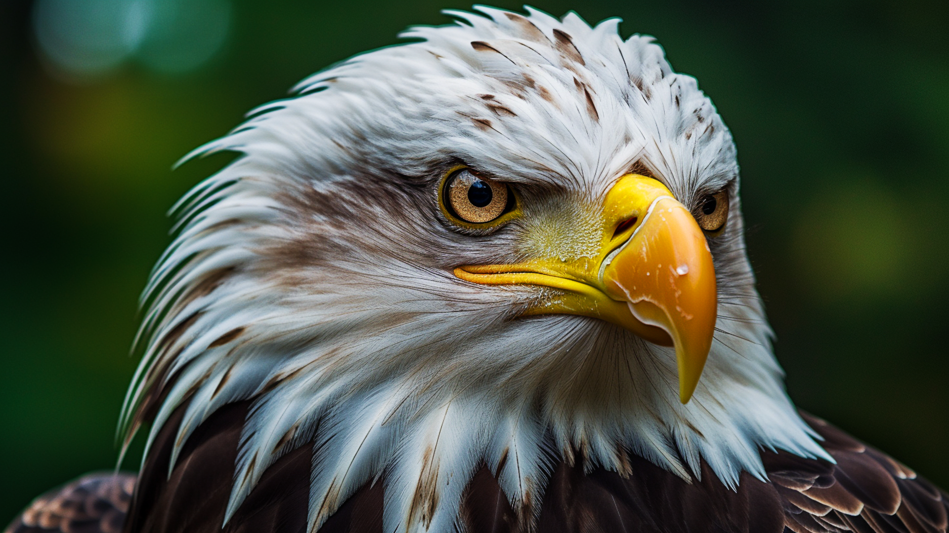 General 1920x1080 eagle AI art bald eagle bird of prey animals closeup blurred blurry background