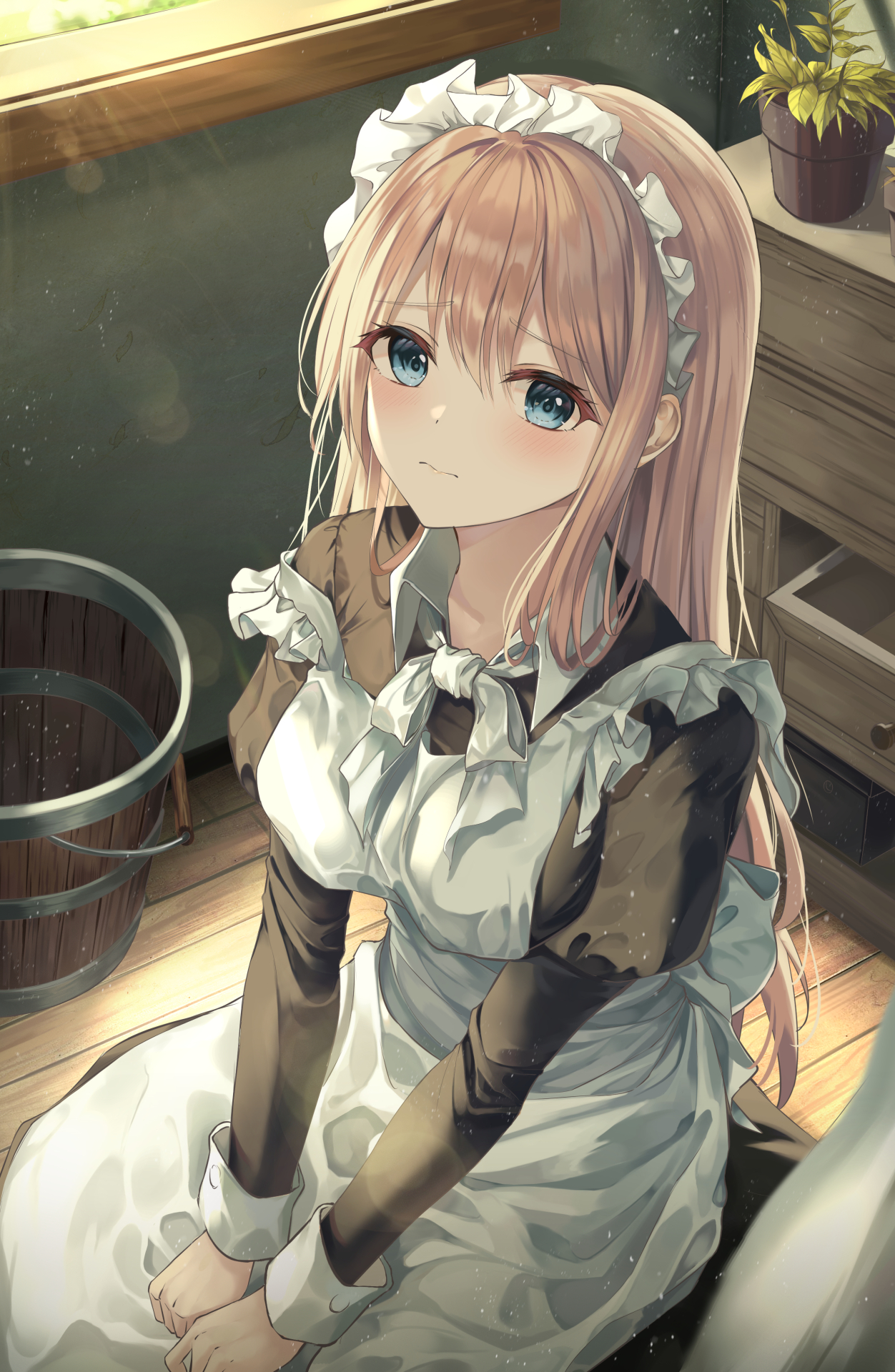 Anime 1252x1920 anime anime girls maid maid outfit blue eyes blonde