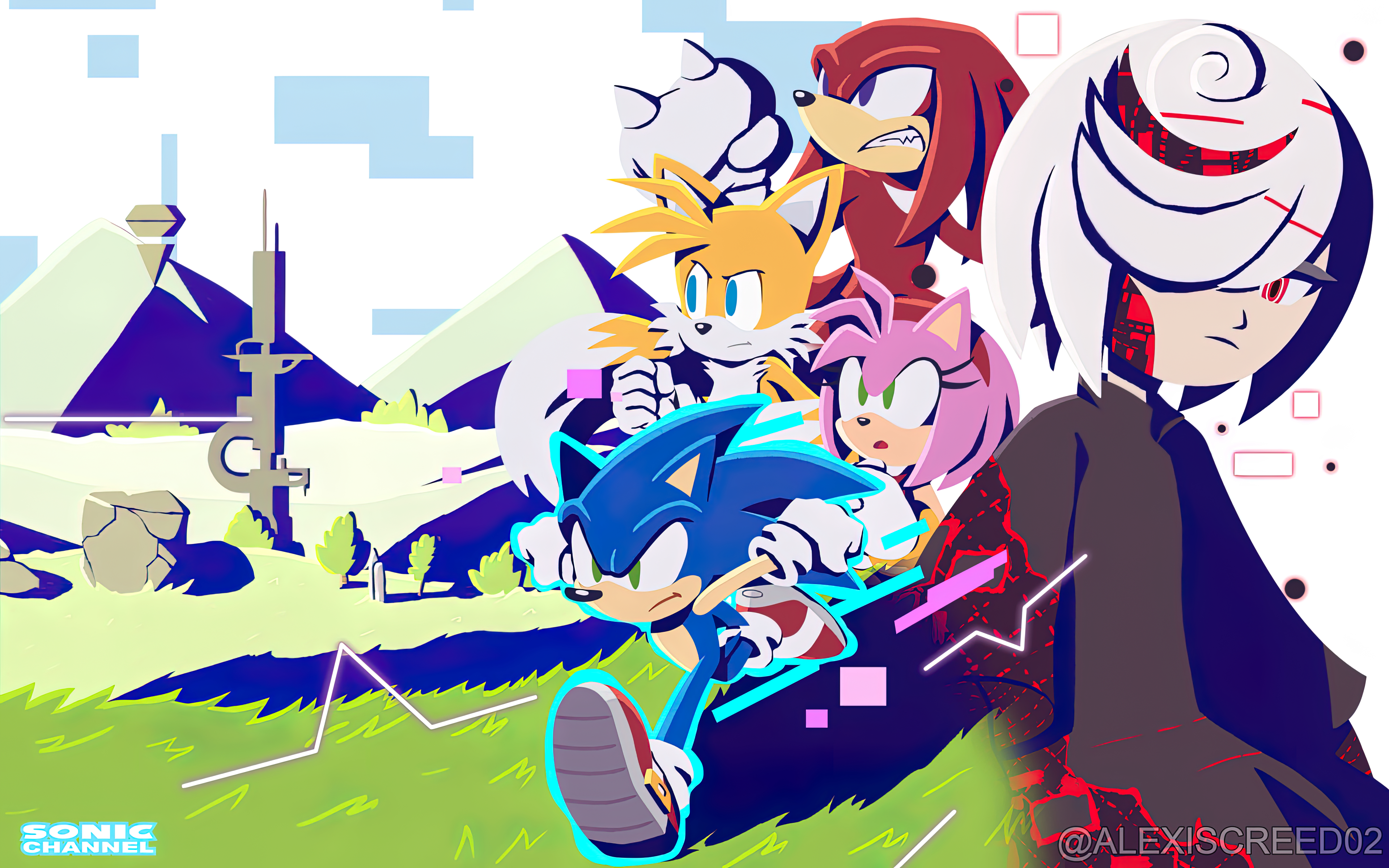 General 3840x2400 Sonic Sega PC gaming Sonic Frontiers video game art Sonic the Hedgehog sage Knuckles Tails (character) Amy Rose Phantom tower Yui Karasuno video game characters video games artwork