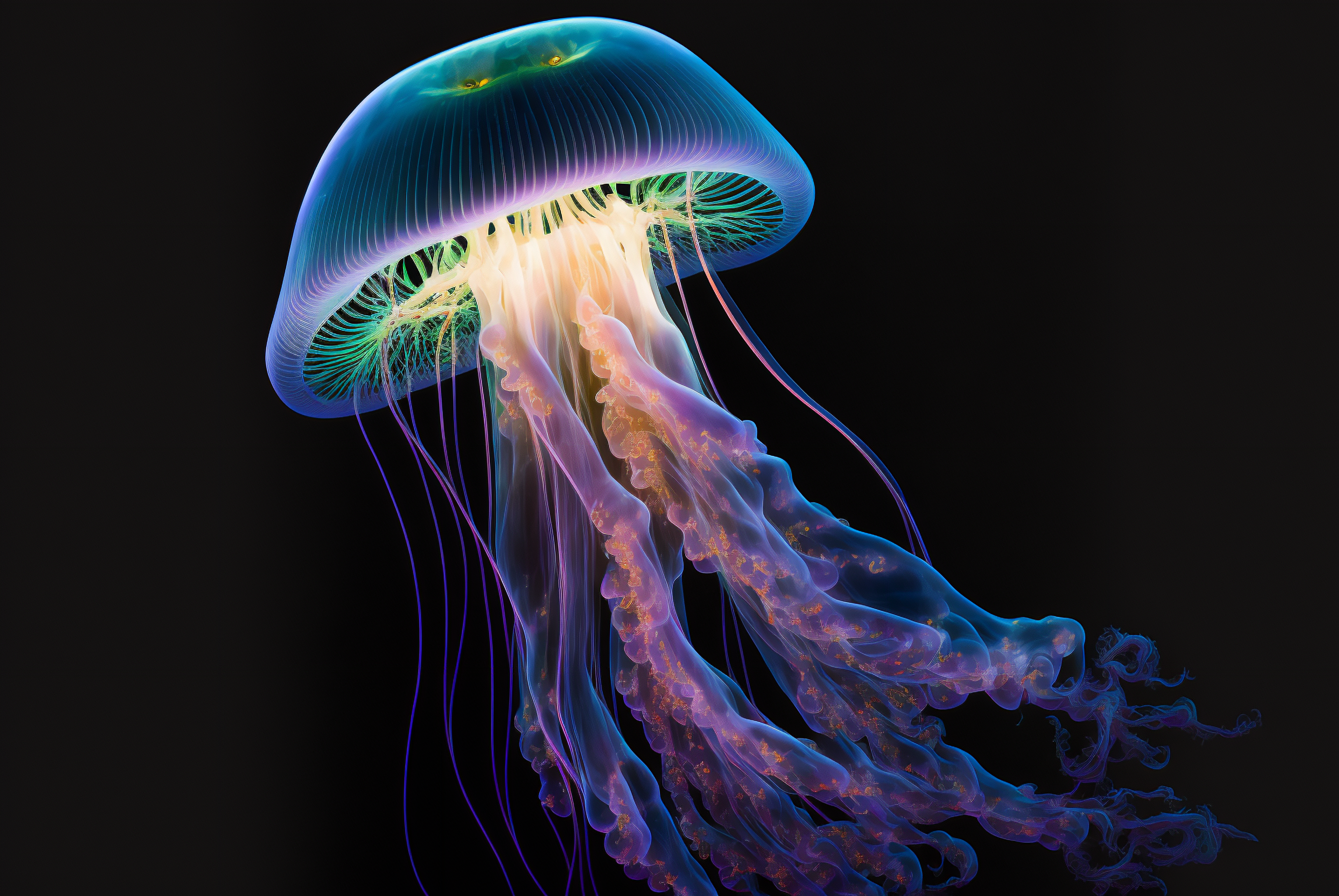 General 3060x2048 AI art simple background black background animals minimalism digital art jellyfish underwater