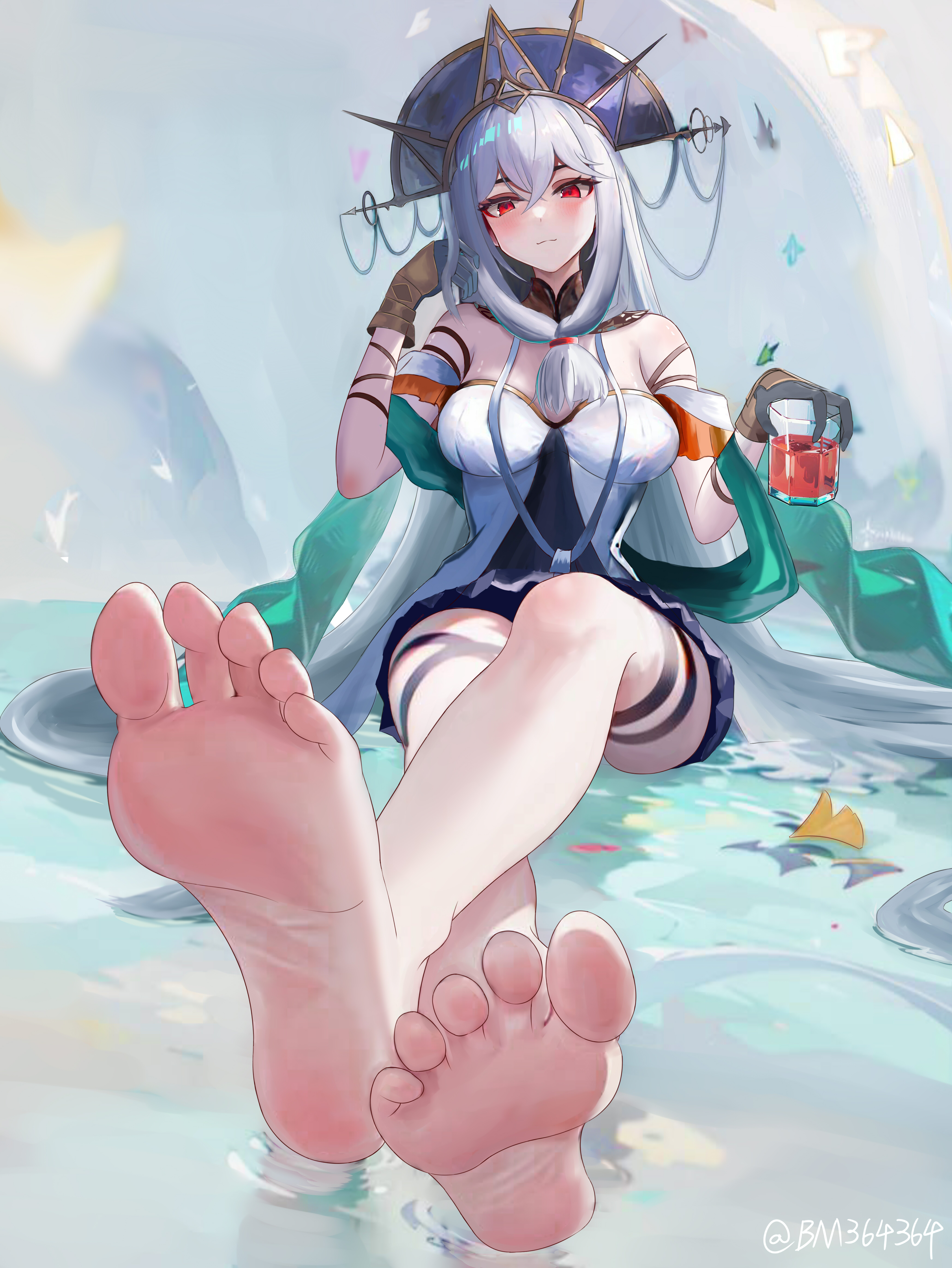 Anime 3490x4650 anime anime girls BMkun Arknights Skadi (Arknights) feet text watermarked foot fetishism
