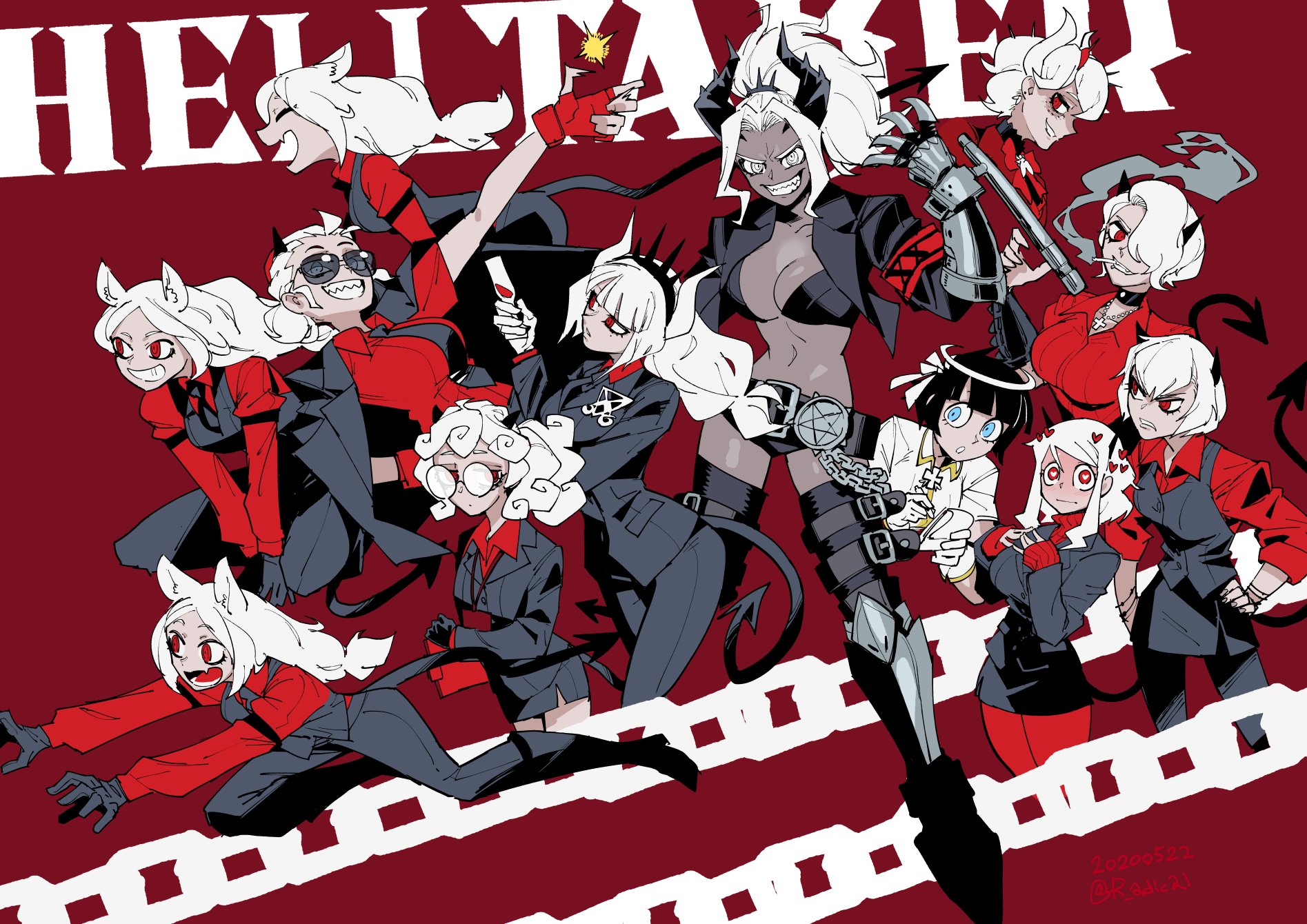 Anime 1895x1340 anime girls Helltaker anime red background