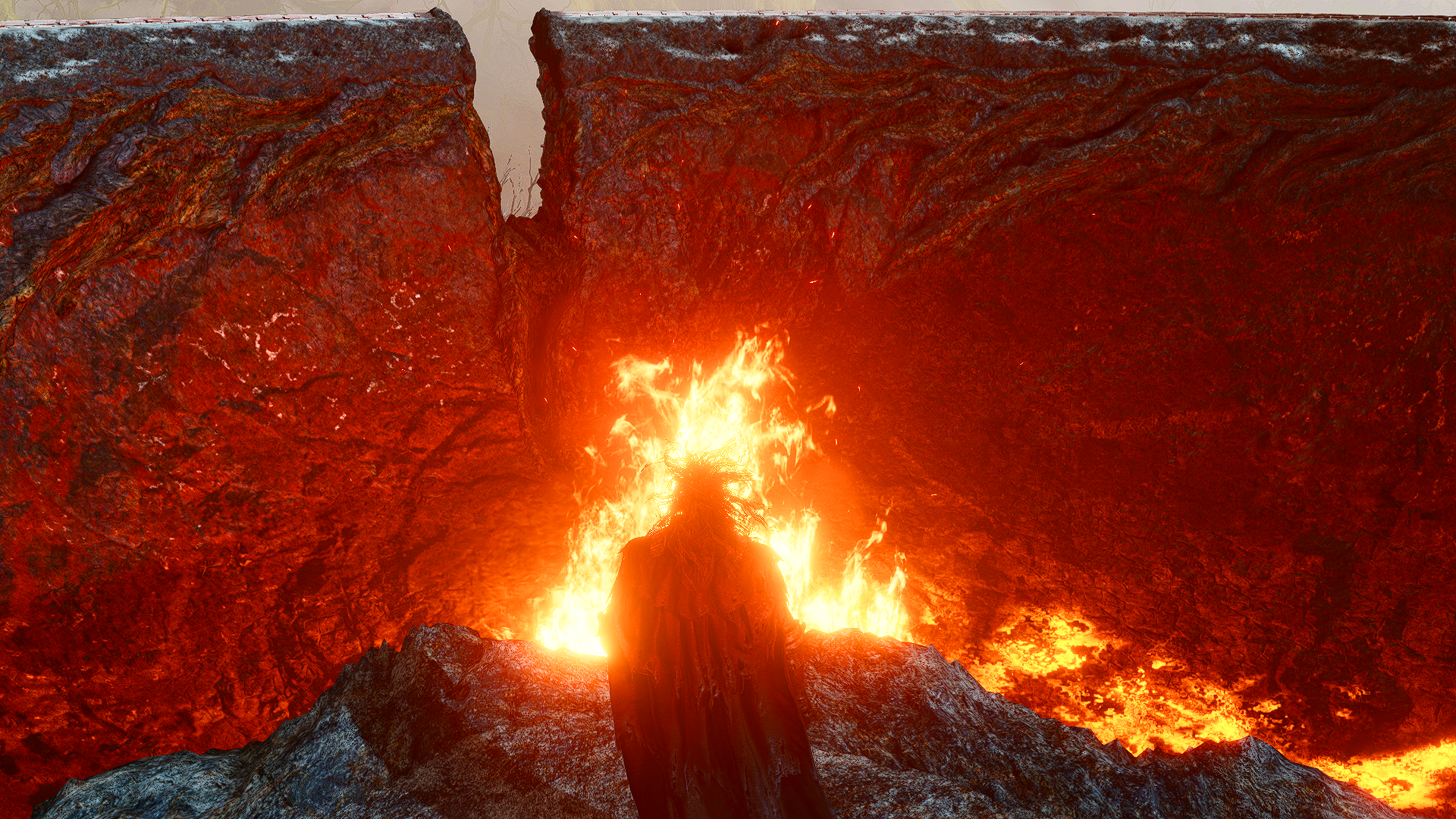 General 1920x1080 Elden Ring From Software reshade reshade CAS.fx digital art video games video game art screen shot video game characters CGI lava bright cape standing splashes