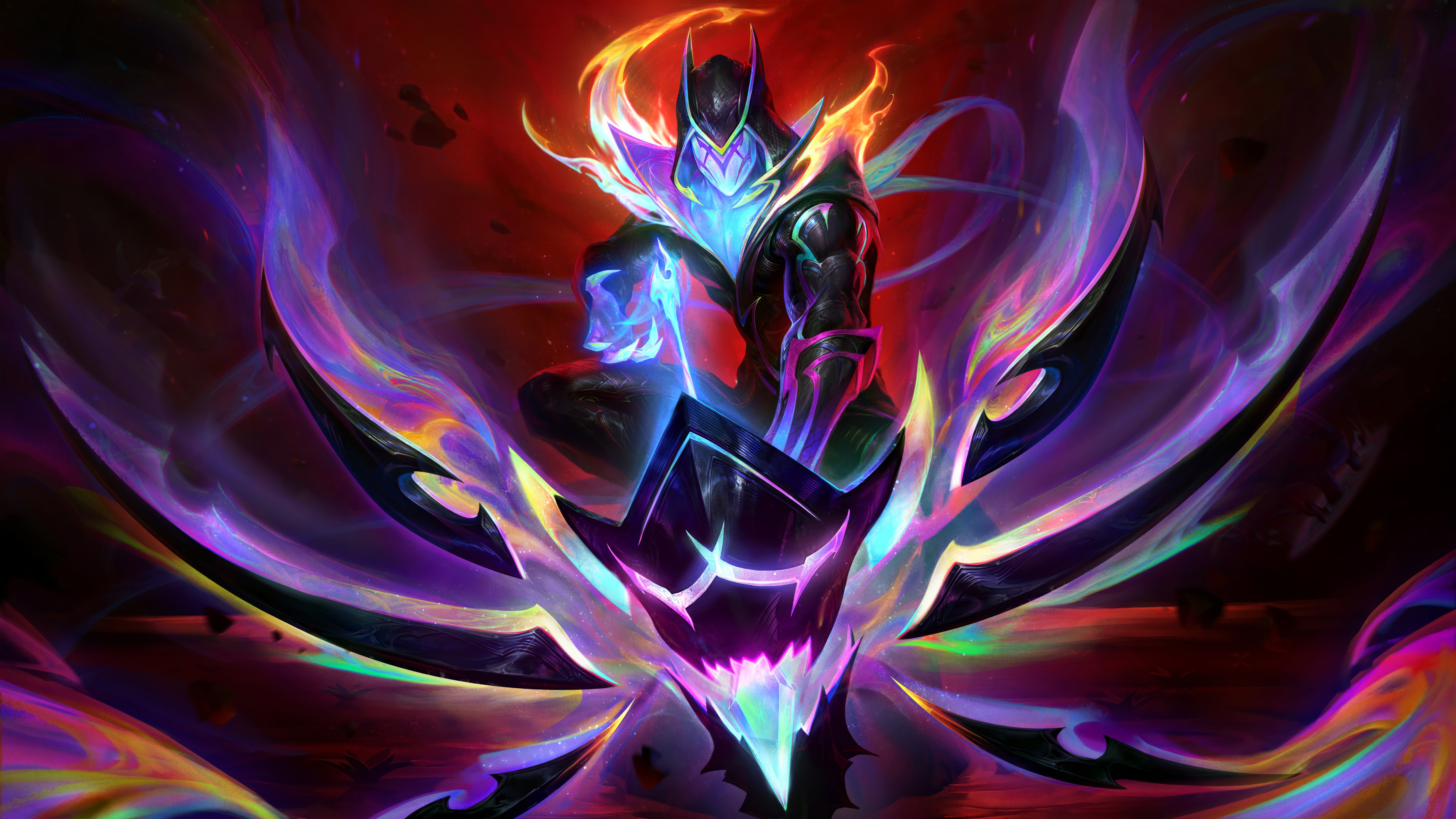 General 7680x4320 Empyrean (League of Legends) Varus (League of Legends) video games GZG Riot Games digital art League of Legends colorful video game art creature video game men face mask 4K video game characters claws muscles hoods