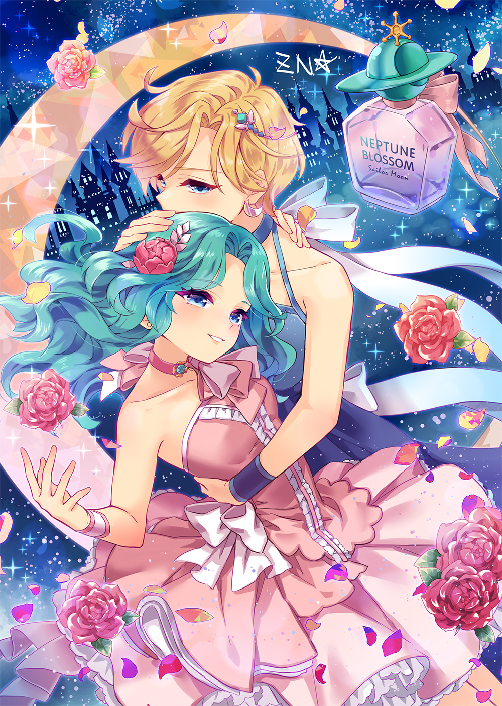 Anime 1000x1406 two women perfume earring flowers dress Sailor Moon