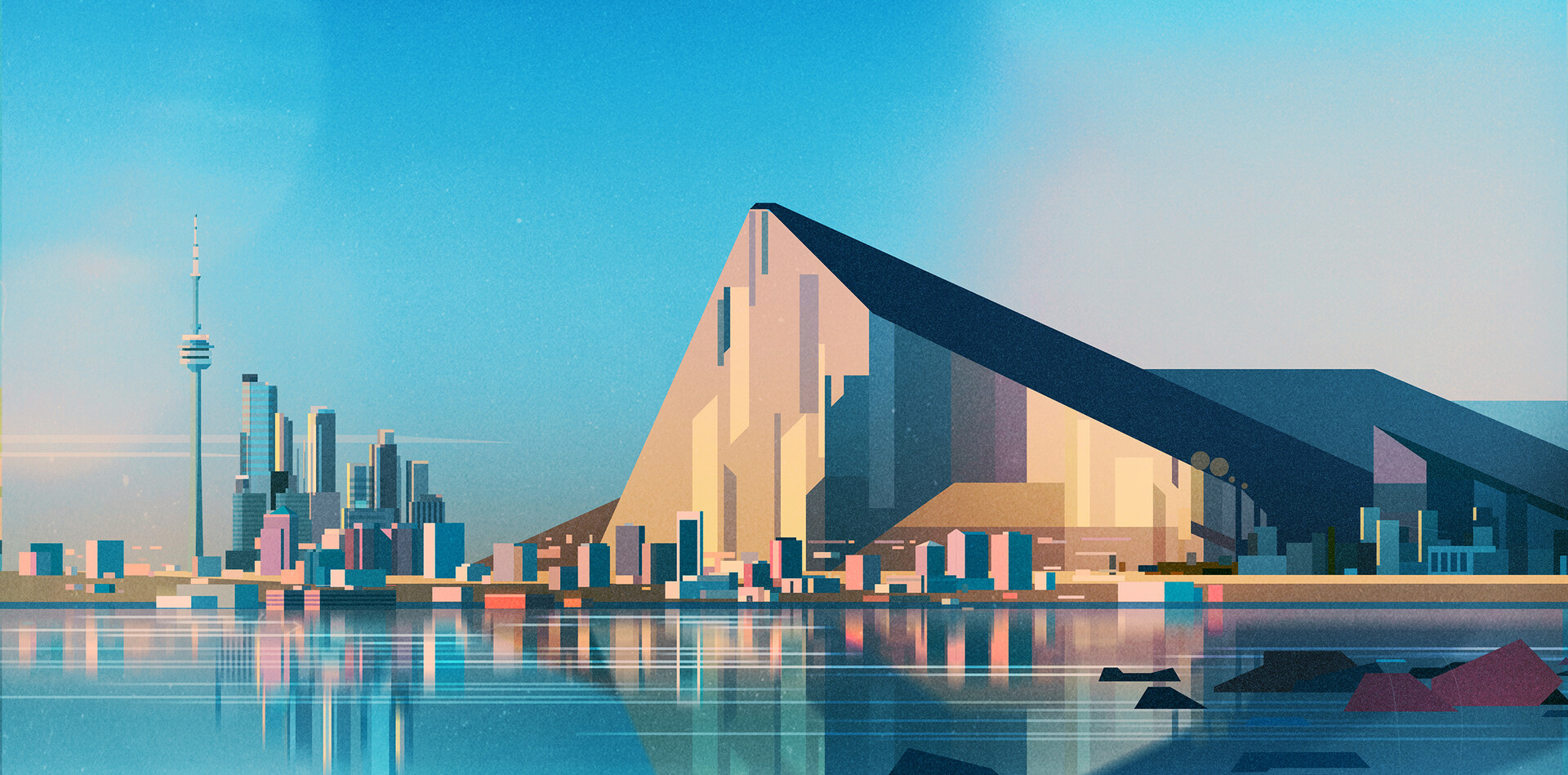 General 1920x949 tower skyscraper mountains building city water reflection clear sky James Gilleard