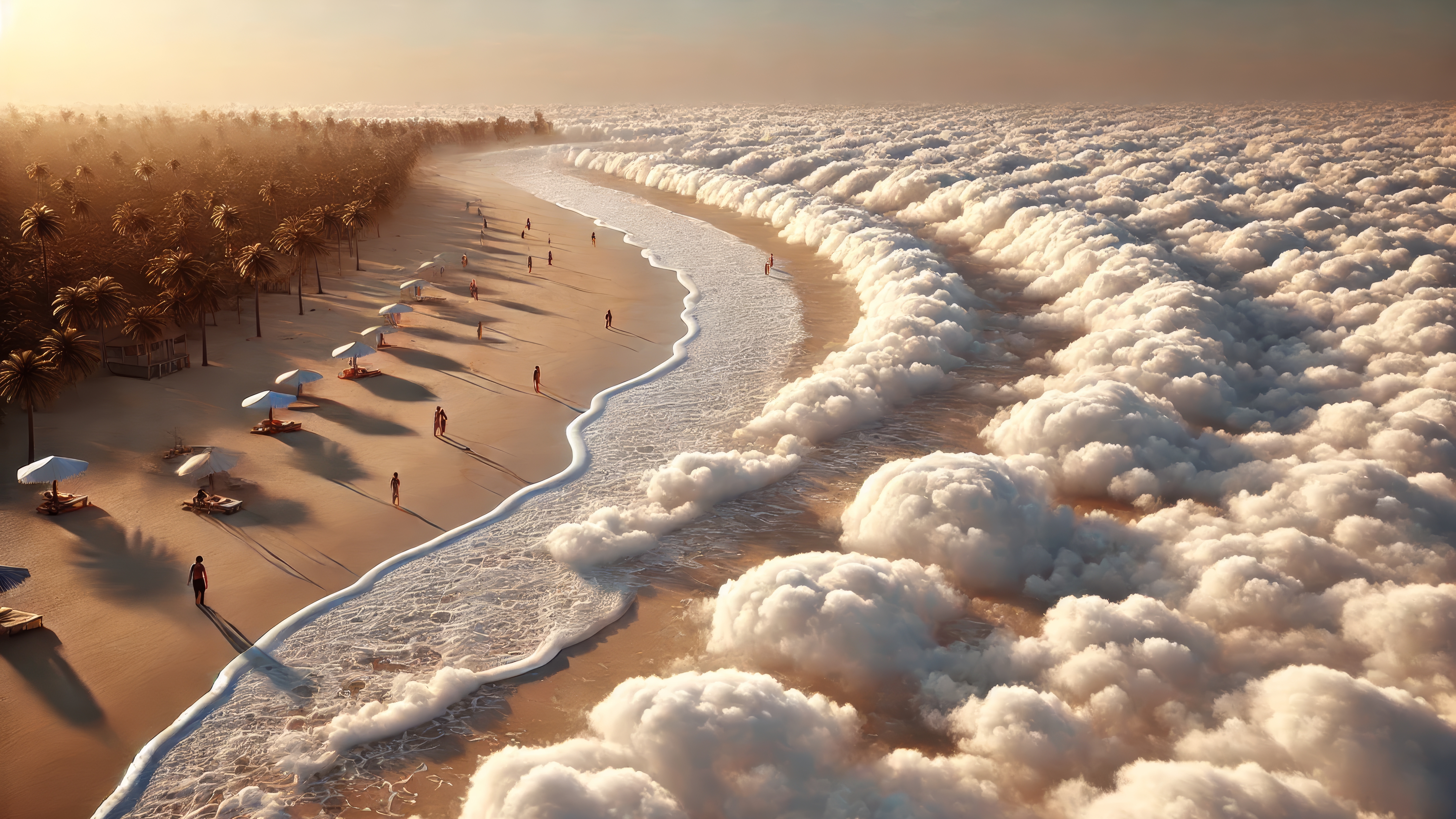 General 4588x2583 AI art sea clouds concept art sand