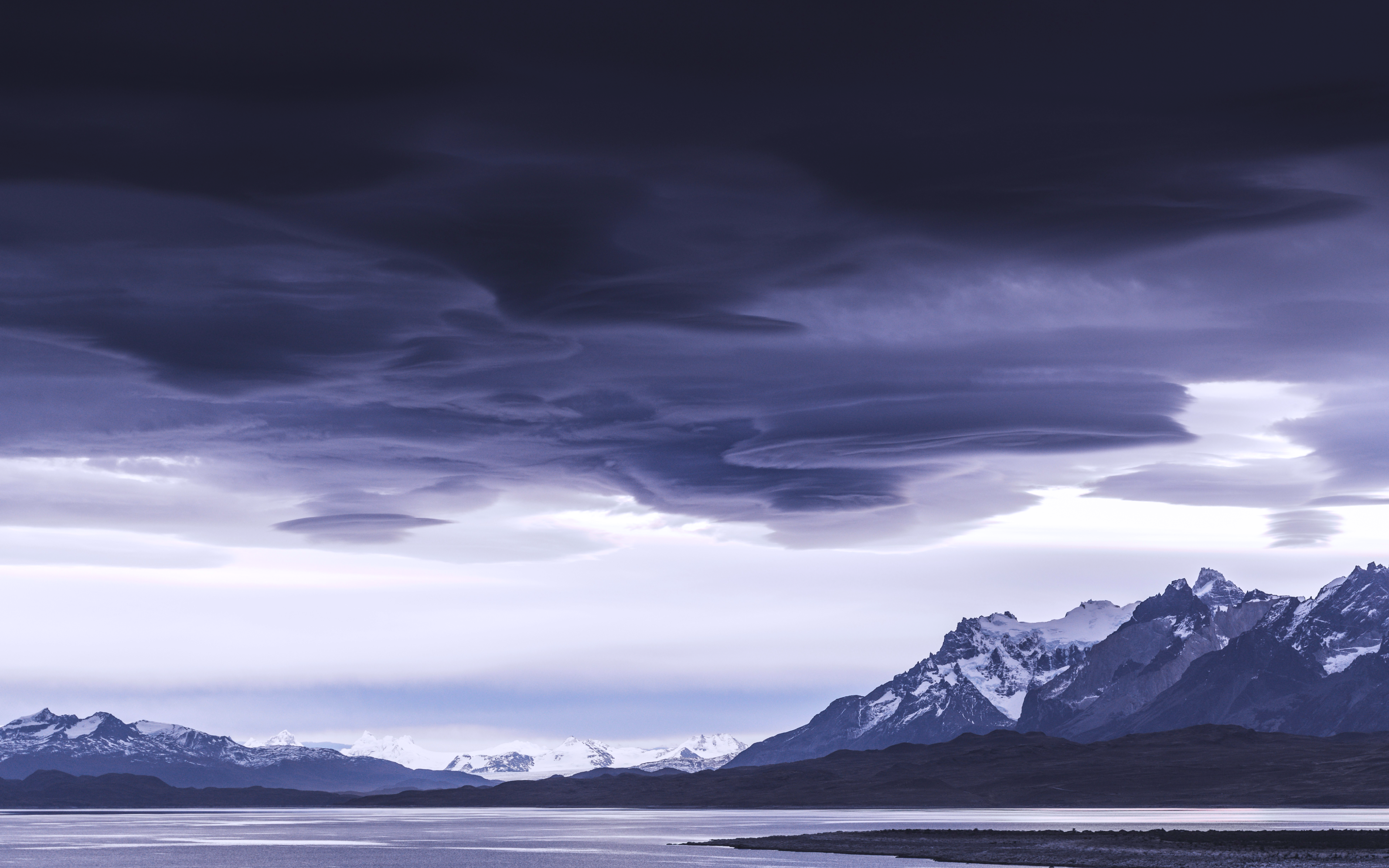 General 3840x2400 nature landscape clouds mountains far view lake storm Torres del Paine Chile