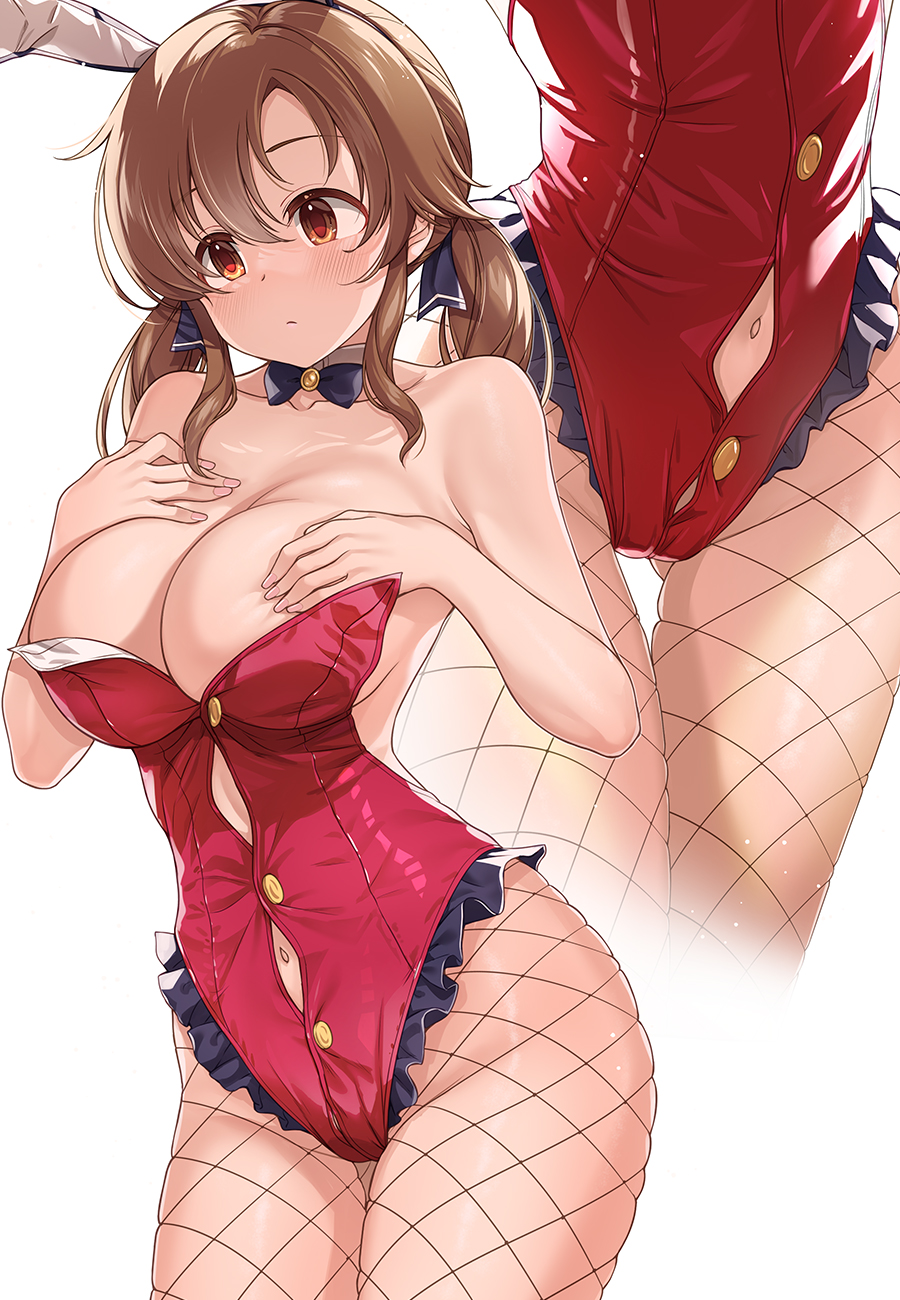 Anime 900x1300 THE iDOLM@STER Totoki Airi MK (artist) anime girls bunny suit bunny ears fishnet cleavage big boobs thighs brunette
