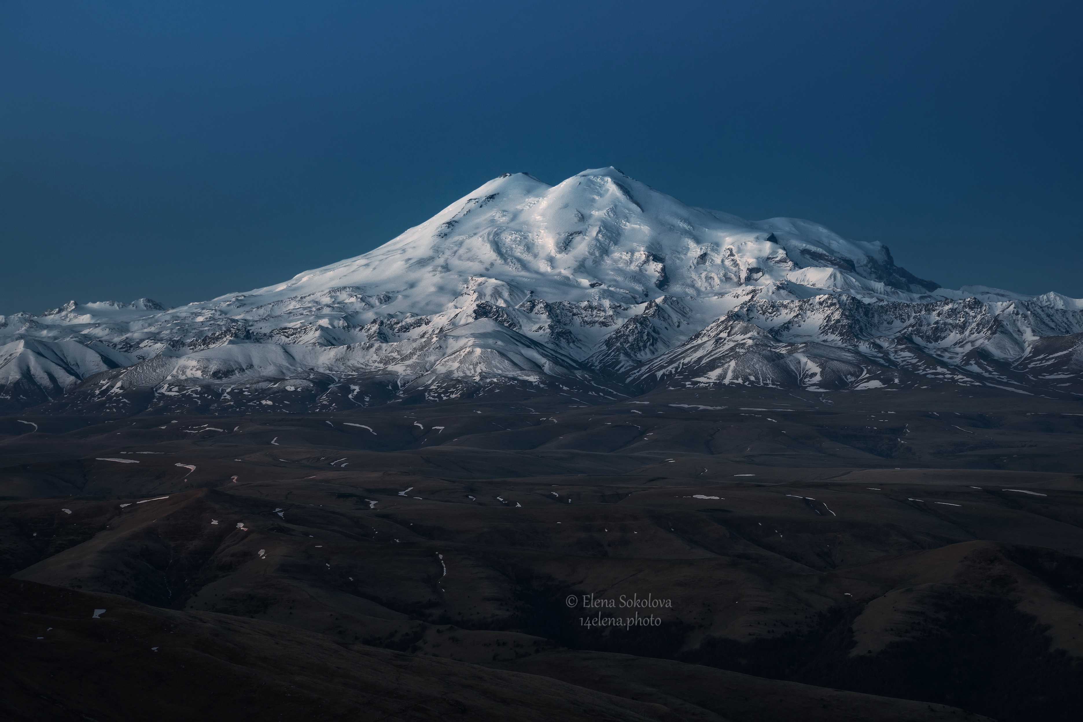 General 3744x2496 mountains snowy peak clear sky nature landscape Mount Elbrus snowy mountain snow sky watermarked