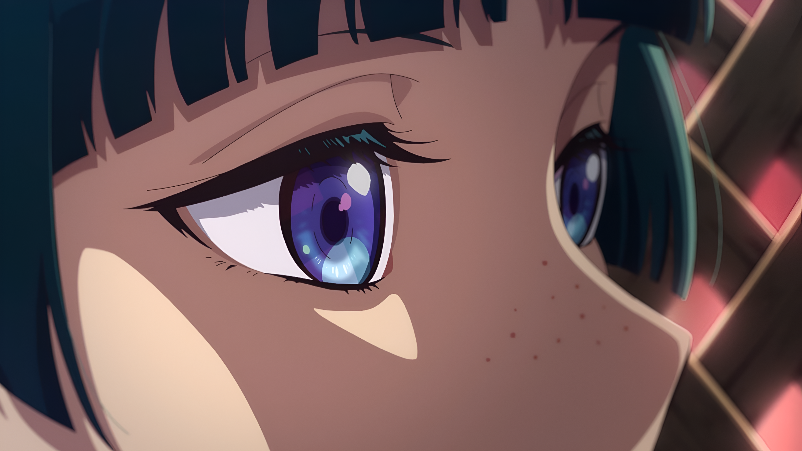 Anime 2560x1440 The Apothecary Diaries anime anime girls Maomao closeup anime screenshot eyes freckles looking away face