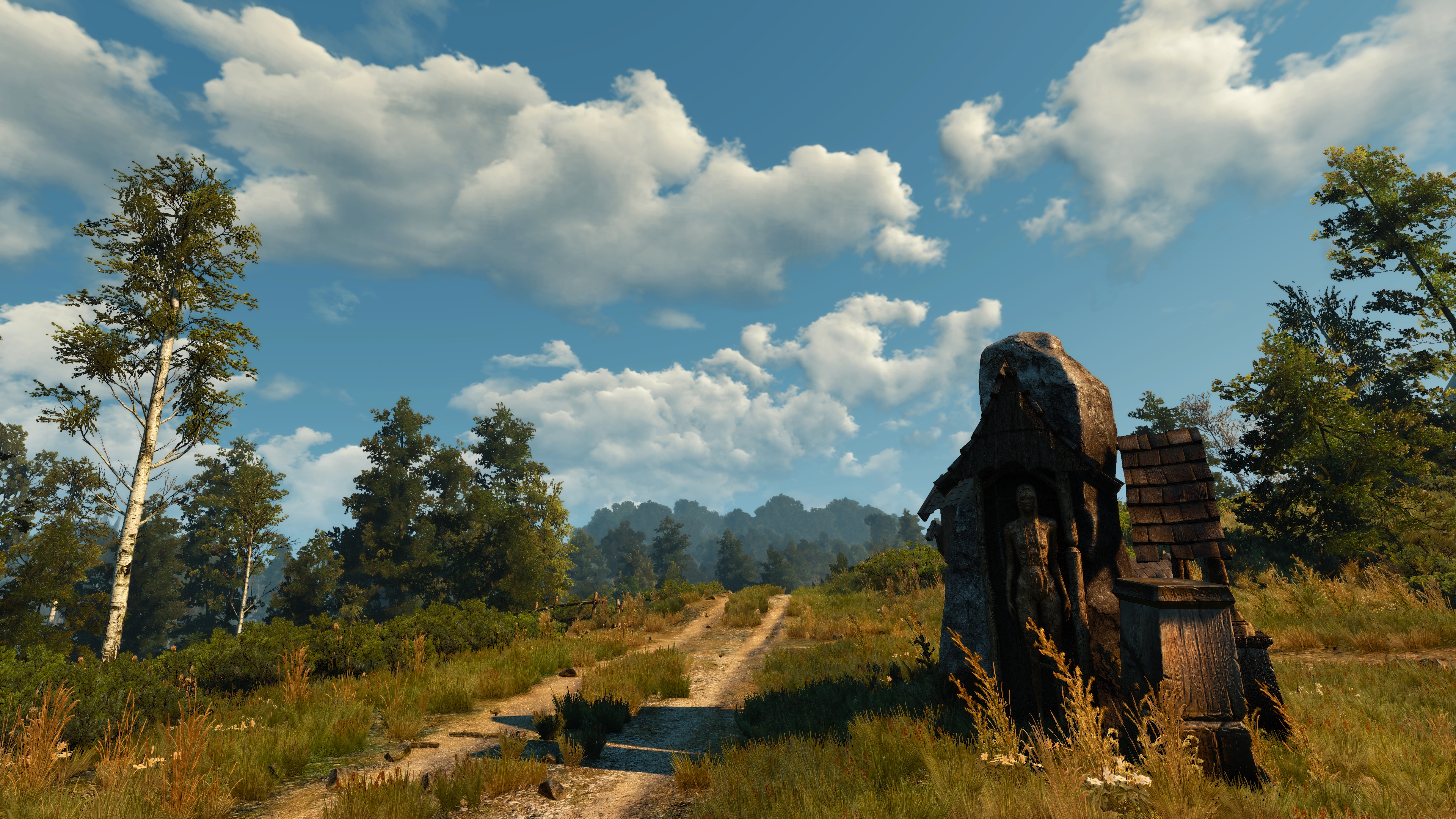 General 3840x2160 The Witcher 3: Wild Hunt PC gaming screen shot road sky clouds video game art path video games nature CGI trees grass plants