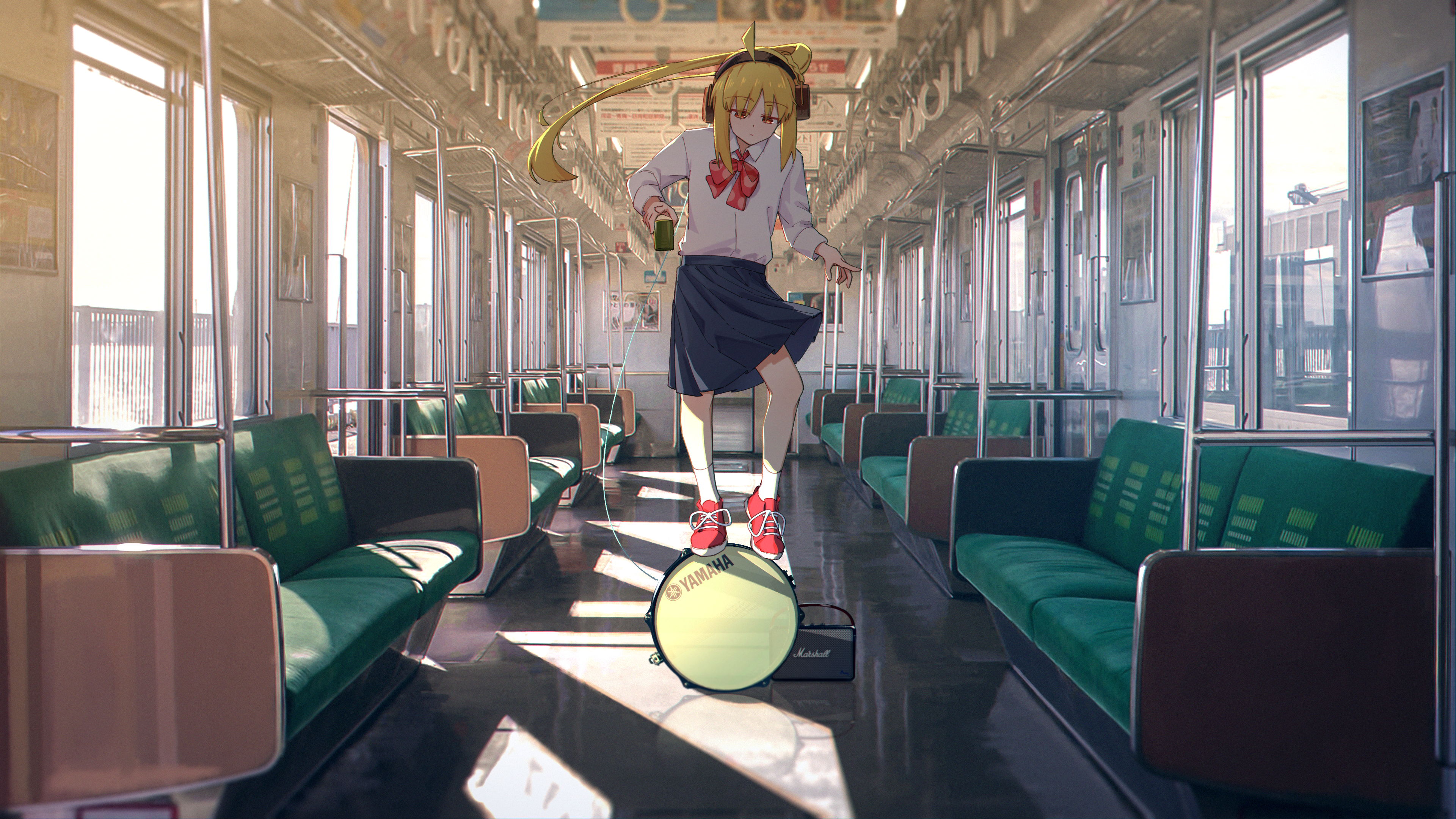 Anime 3840x2160 JLT4n BOCCHI THE ROCK! artwork anime anime girls Nijika Ijichi vehicle interiors train