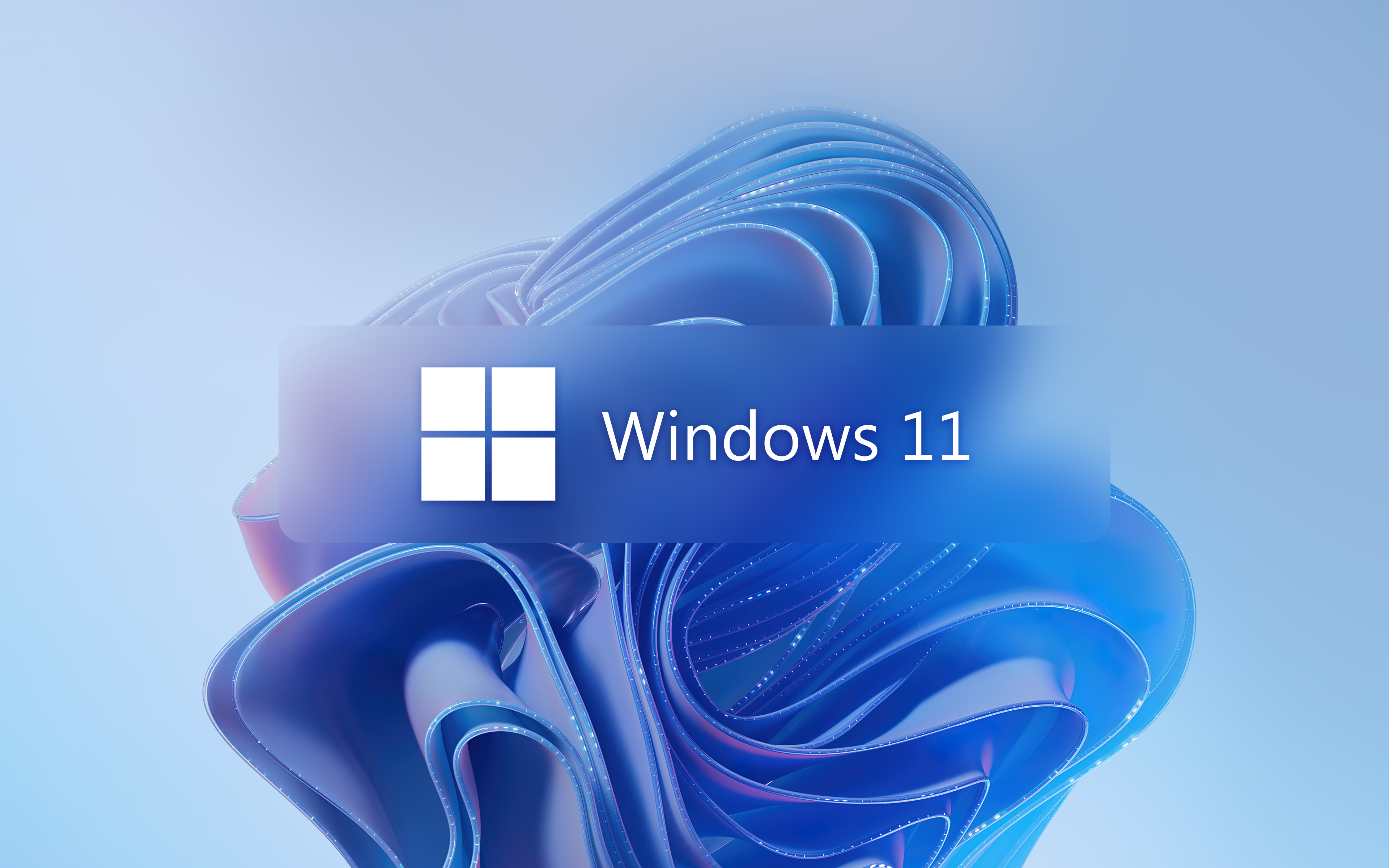 General 3840x2400 digital art Windows 11 simple background logo Microsoft Windows blue blurred blurry background
