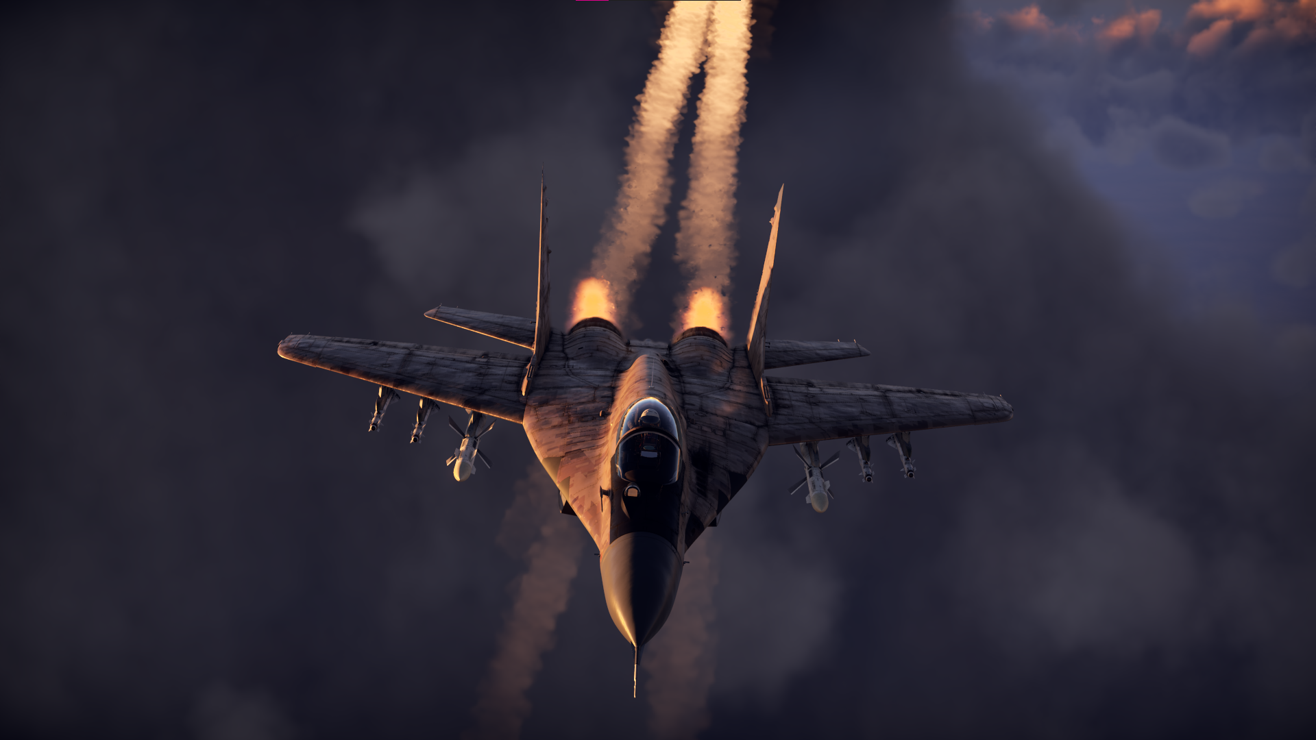 General 1920x1080 War Thunder iraqi air force jet fighter aircraft sky clouds video games CGI Mikoyan MiG-29 screen shot afterburner contrails