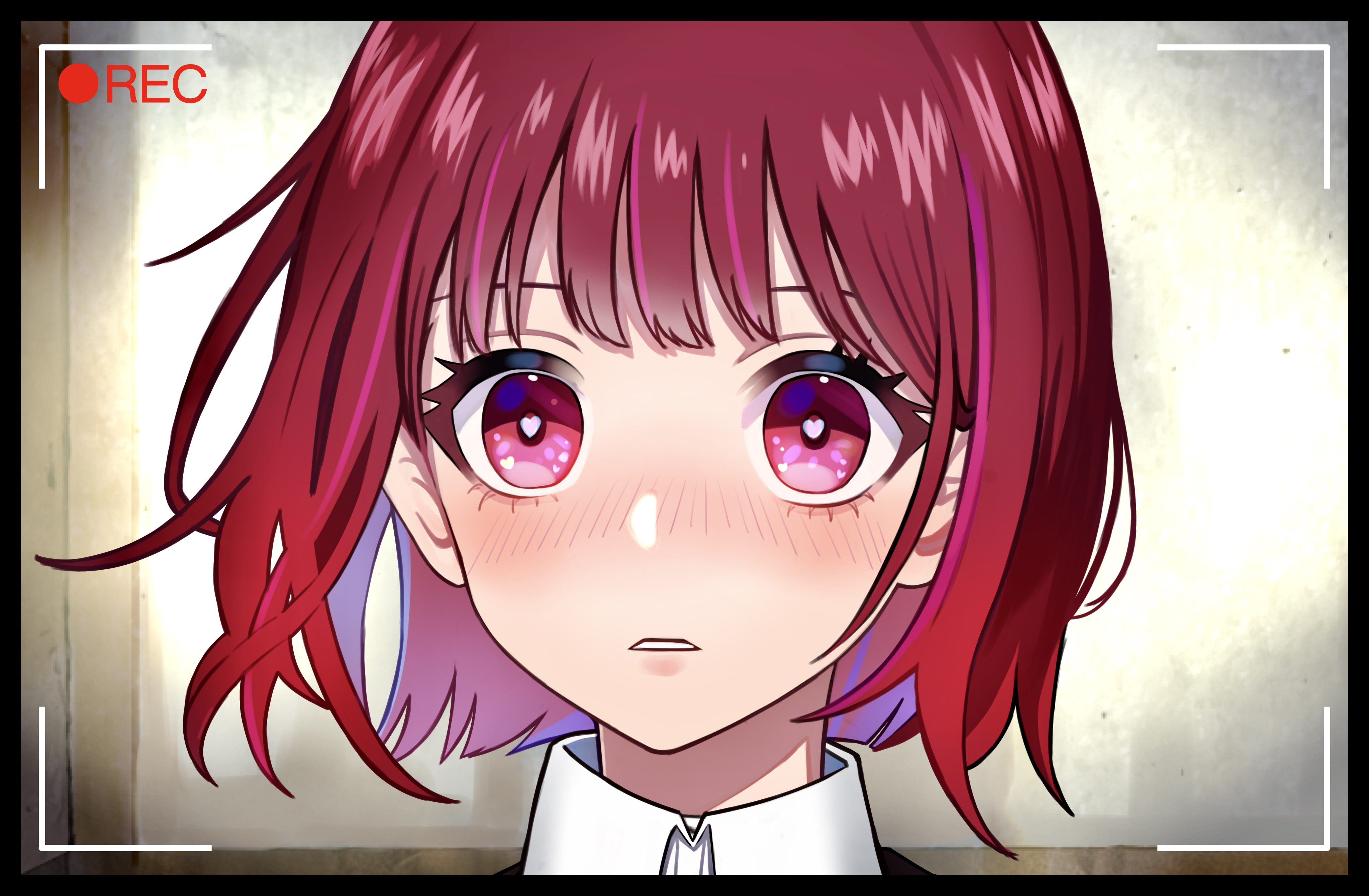 Anime 4093x2680 anime anime girls Oshi no Ko kana arima looking at viewer blushing heart eyes short hair face