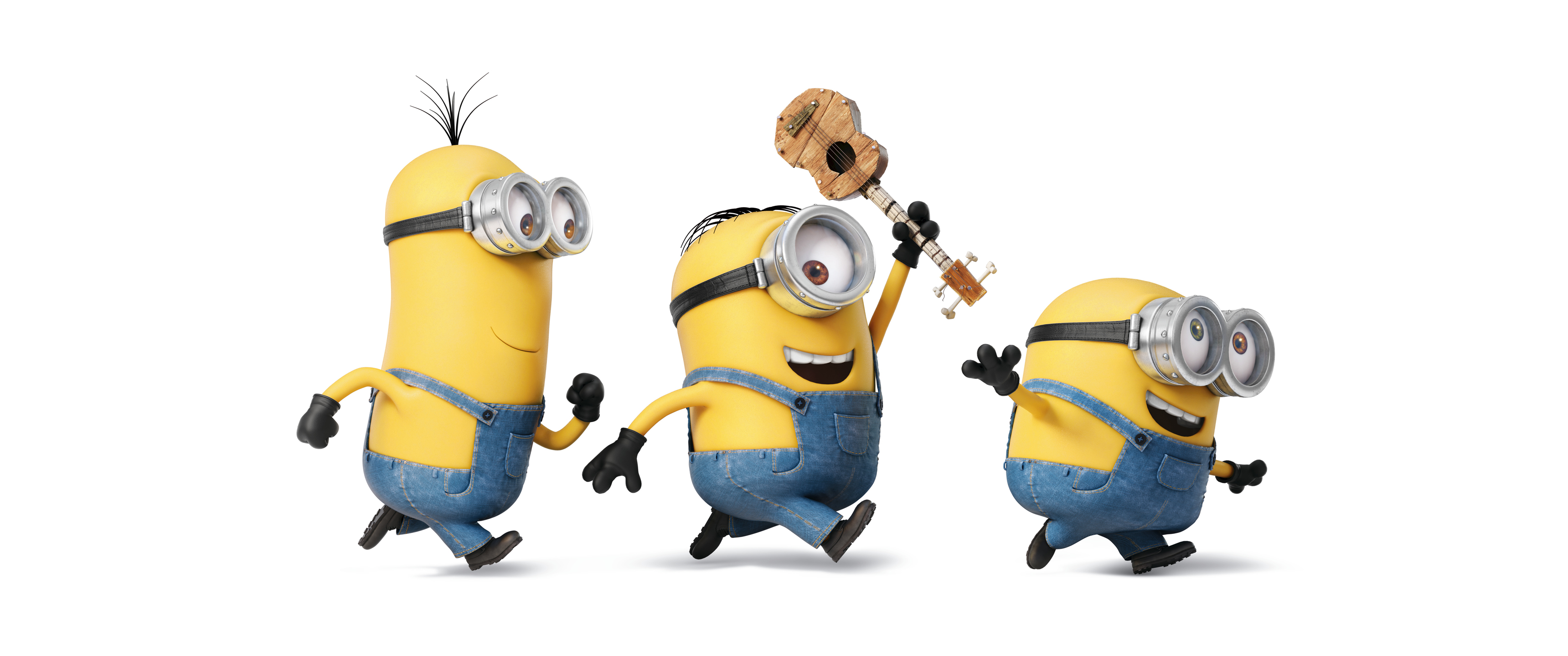 General 3440x1440 simple background white background minimalism goggles minions movie characters