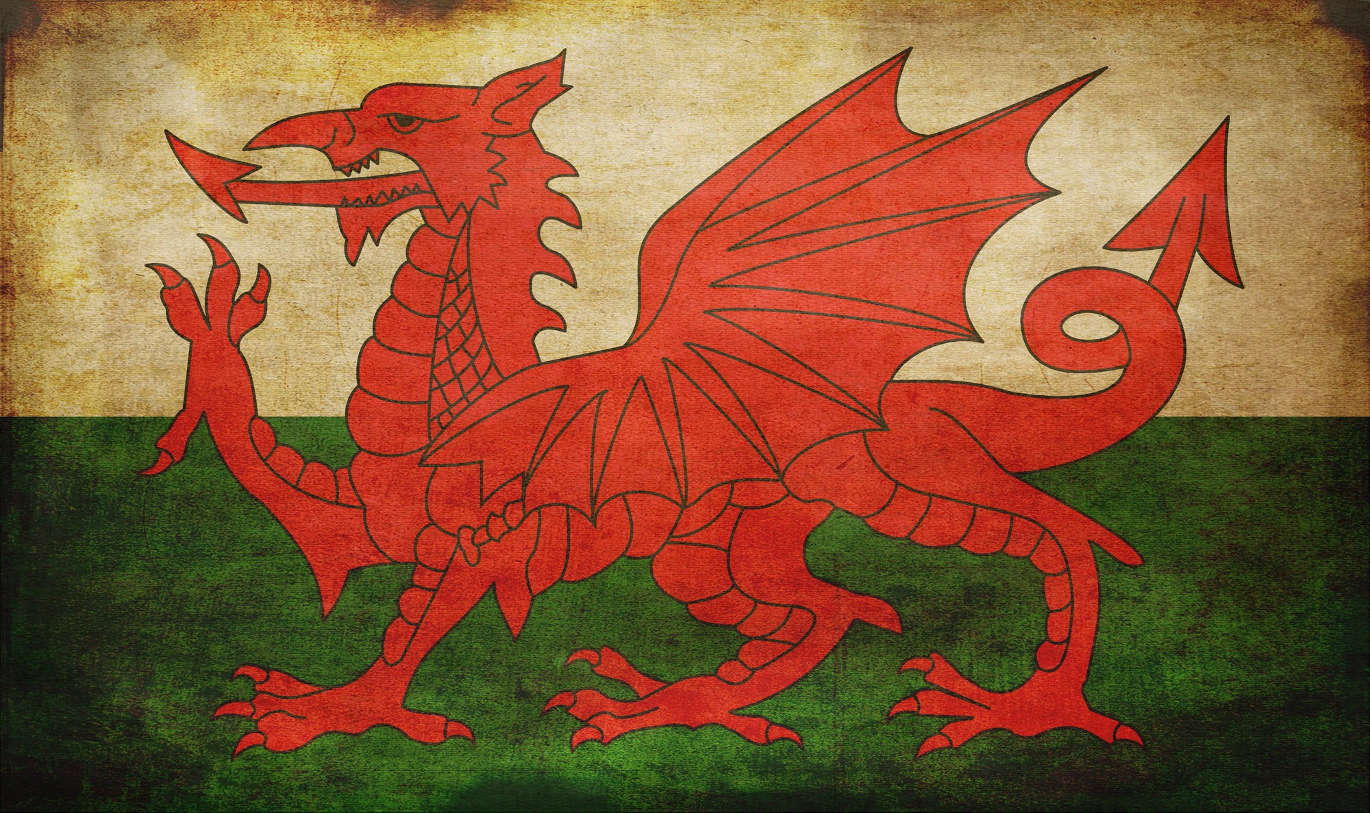 General 2000x1187 flag Wales UK British dragon simple background minimalism