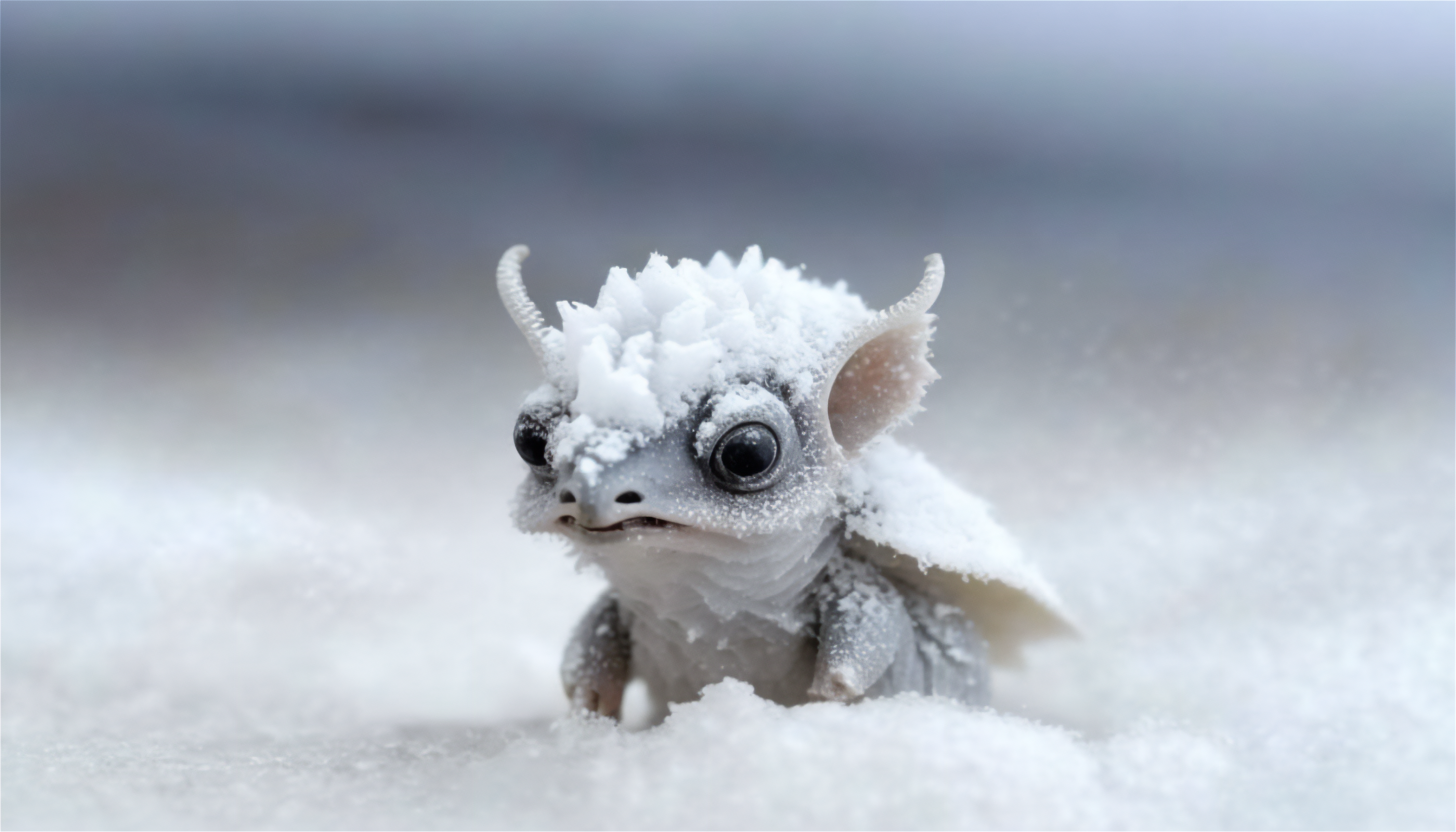 General 3136x1792 AI art creature Tiny snow frost winter