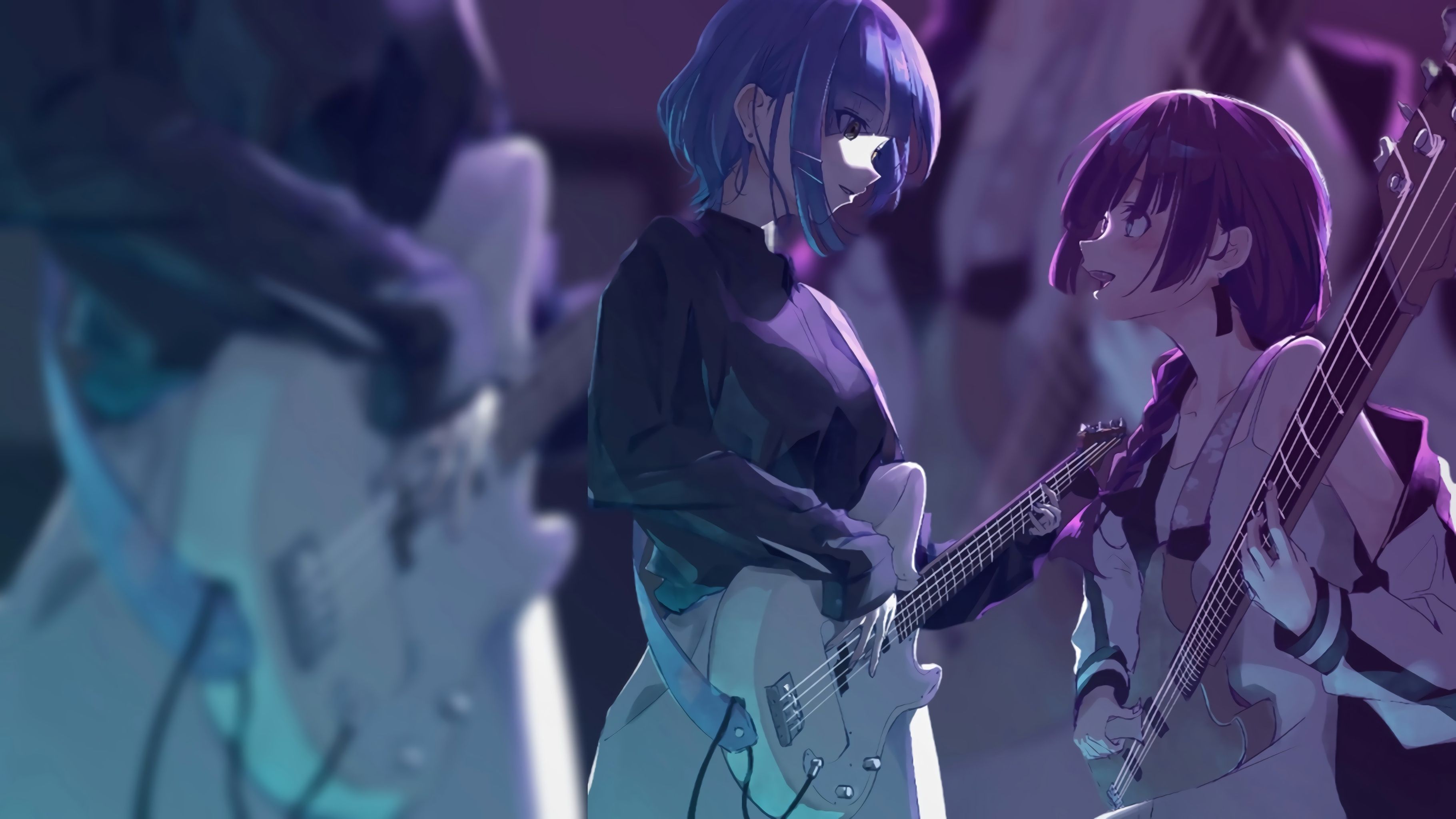 Anime 3641x2048 anime anime girls BOCCHI THE ROCK! musical instrument Ryo Yamada Kikuri Hiroi bass guitars concerts