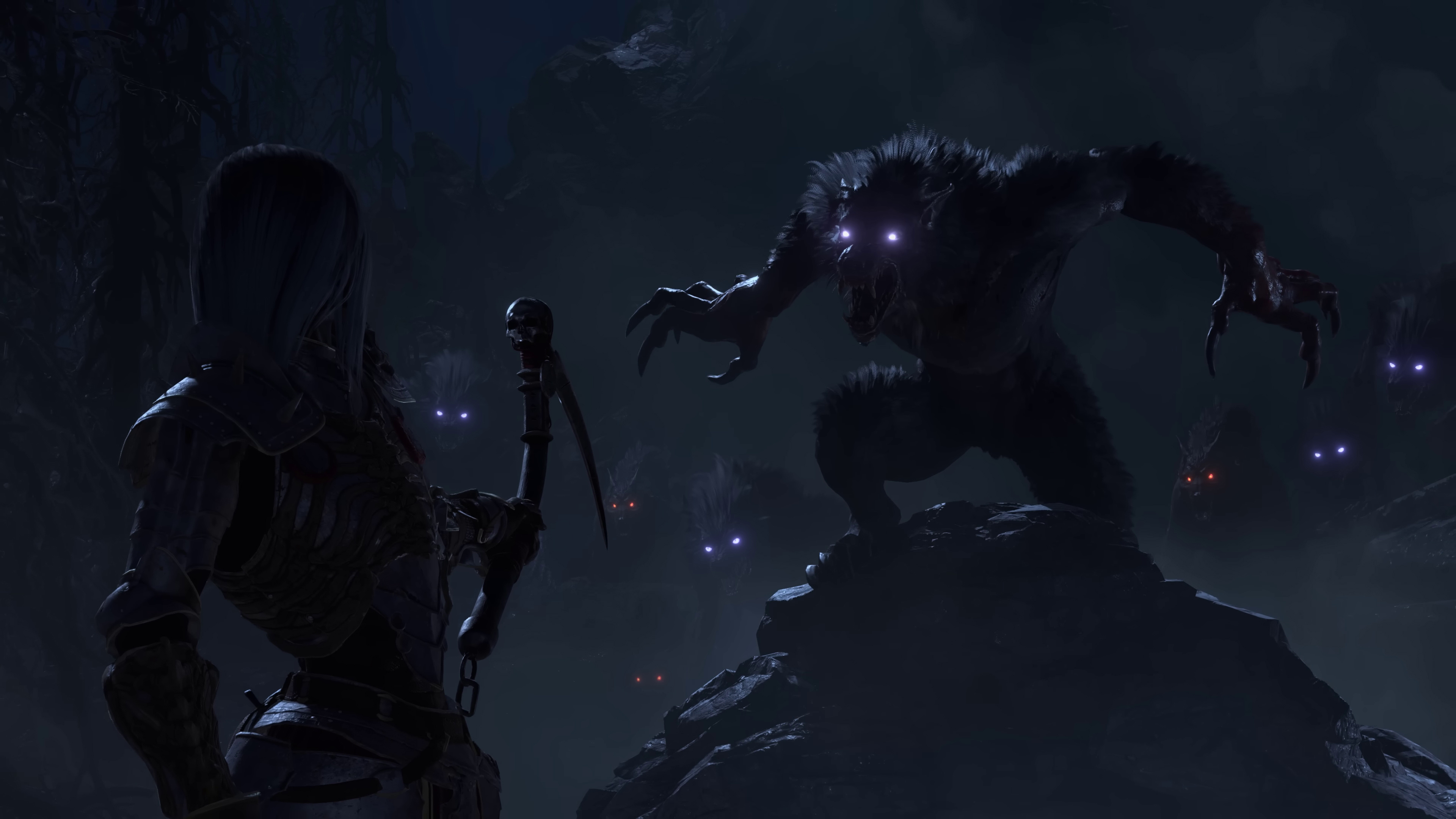 General 3840x2160 Diablo IV Necromancer Blizzard Entertainment werewolves video games glowing eyes digital art