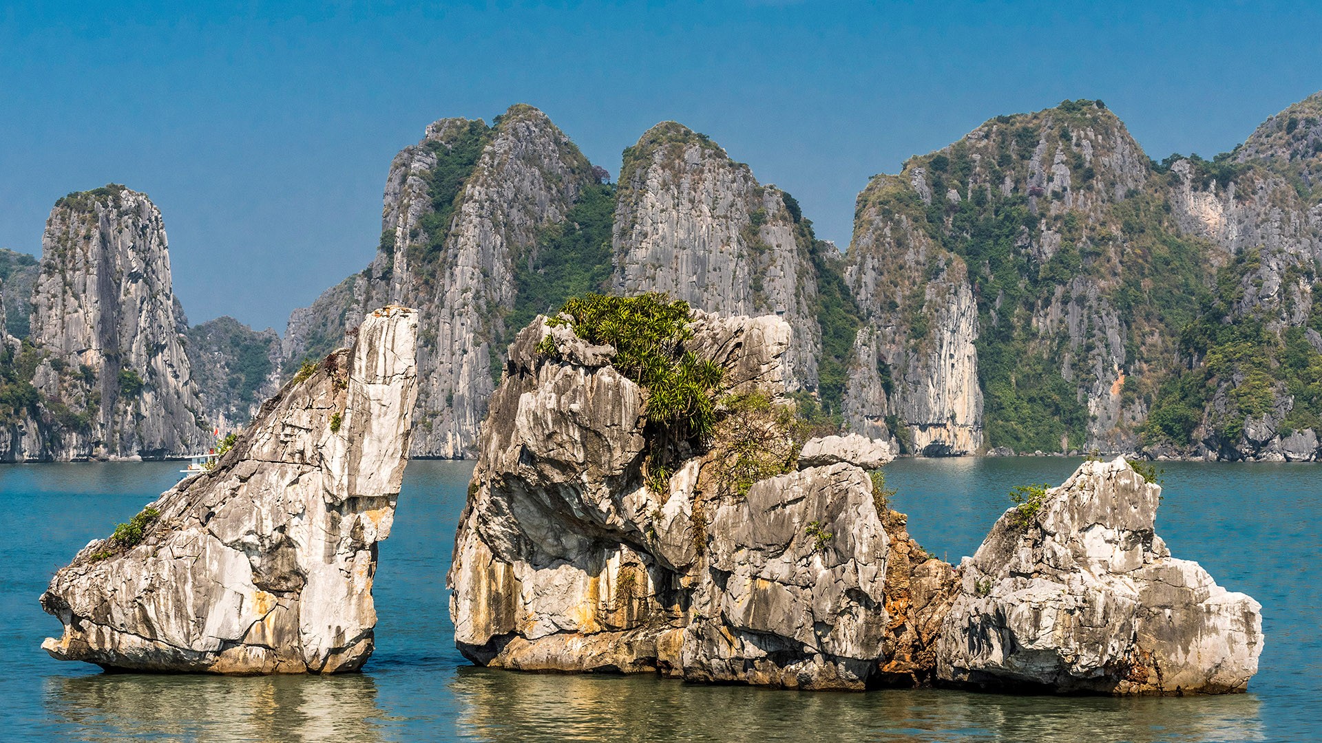 General 1920x1080 nature landscape rocks mountains sea limestone bay Ha Long Bay Vietnam