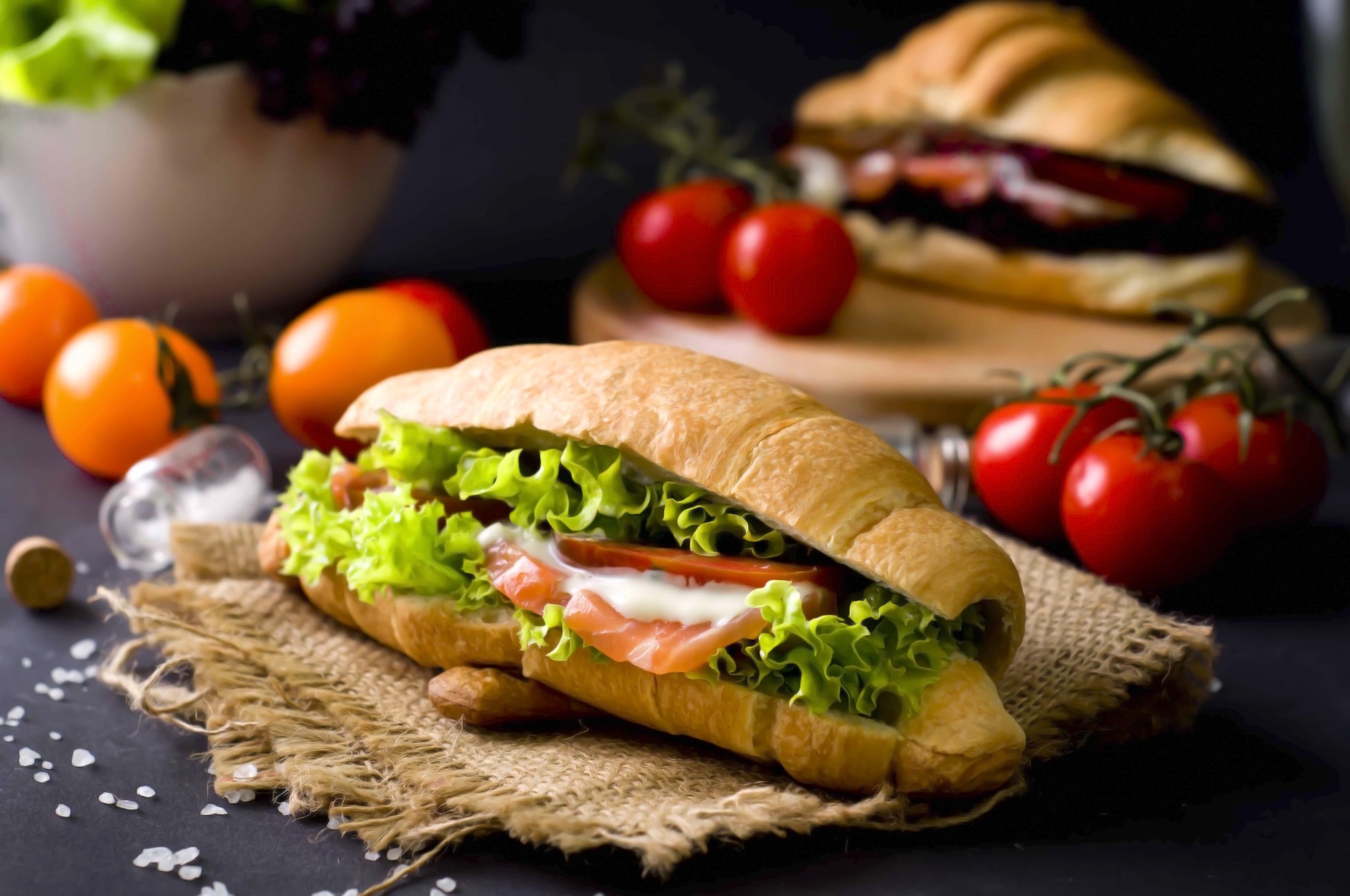 General 2048x1360 salad bread sandwiches vegetables tomatoes food closeup