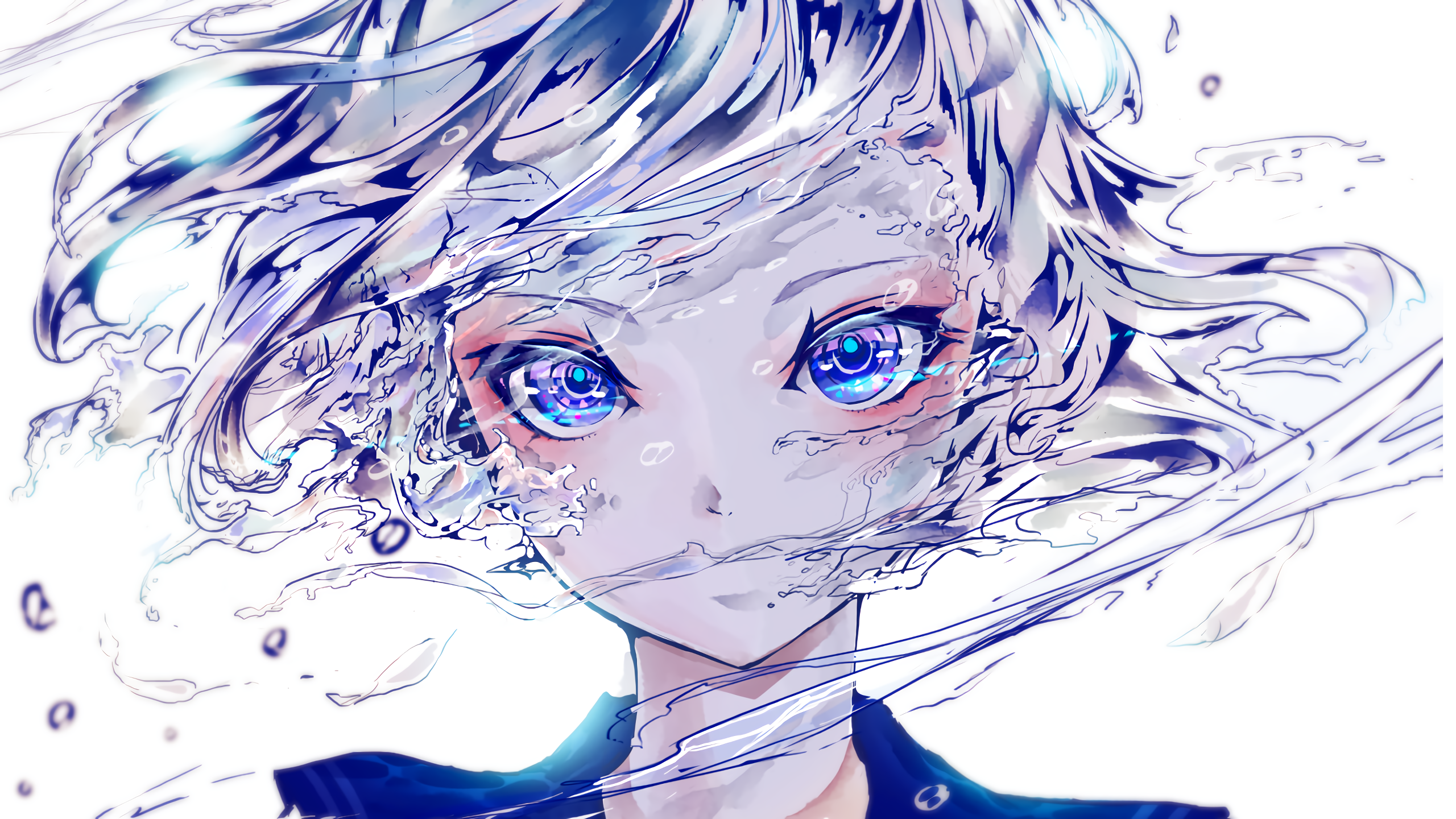 Anime 2560x1440 blue eyes anime girls white background anime
