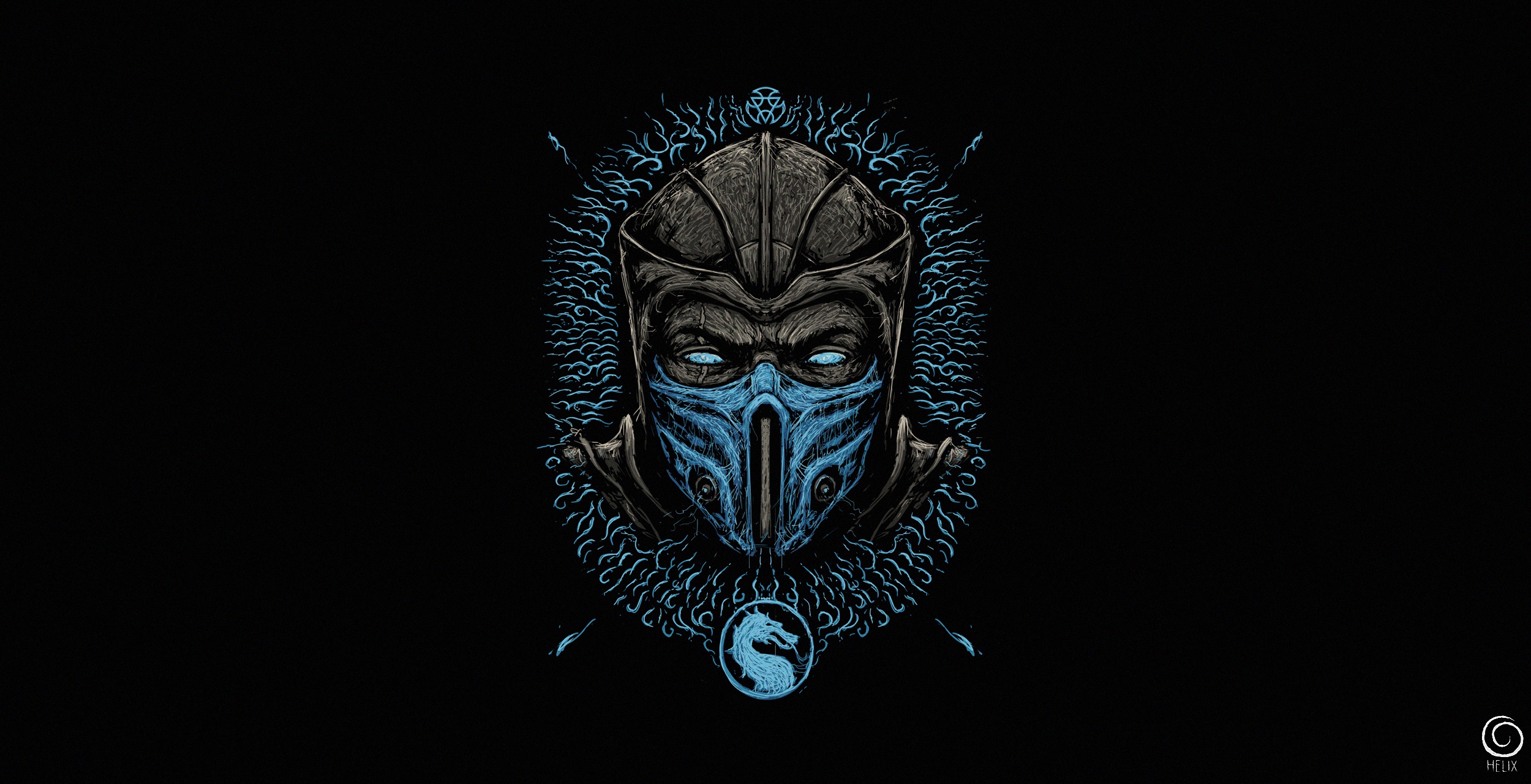 General 2500x1280 Mortal Kombat video games video game warriors video game art simple background Sub-Zero (Mortal Kombat) video game men black background mask video game characters