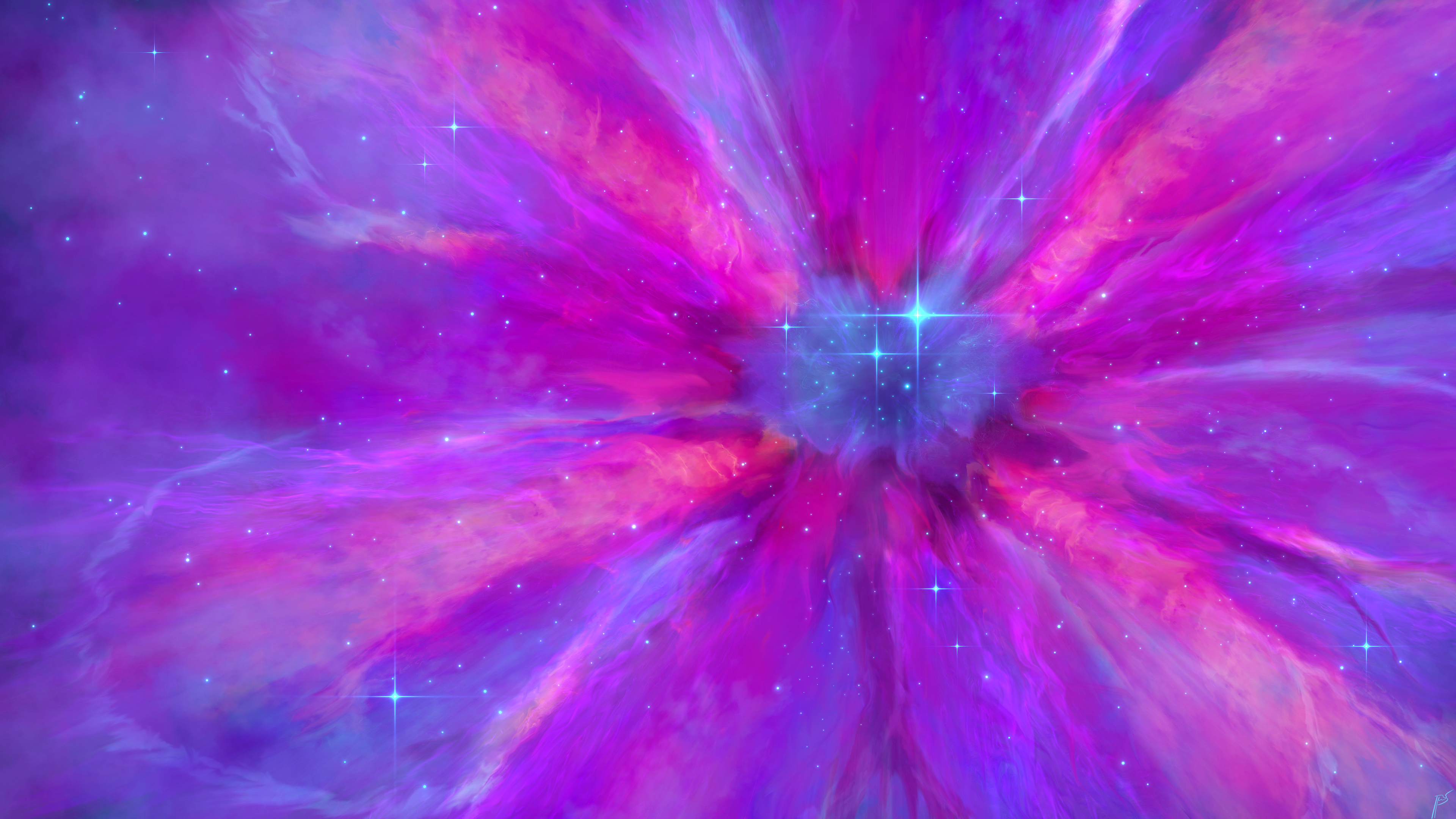 General 3840x2160 JoeyJazz space art supernova flowers pink digital art