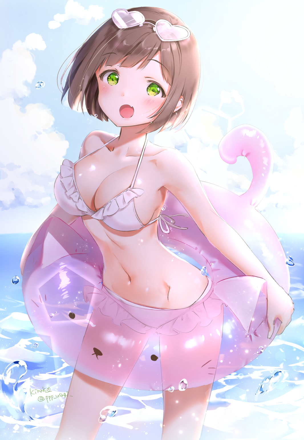 Anime 1066x1544 anime girls anime green eyes boobs bikini open mouth THE iDOLM@STER: Cinderella Girls Maekawa Miku Shiratama Mochi