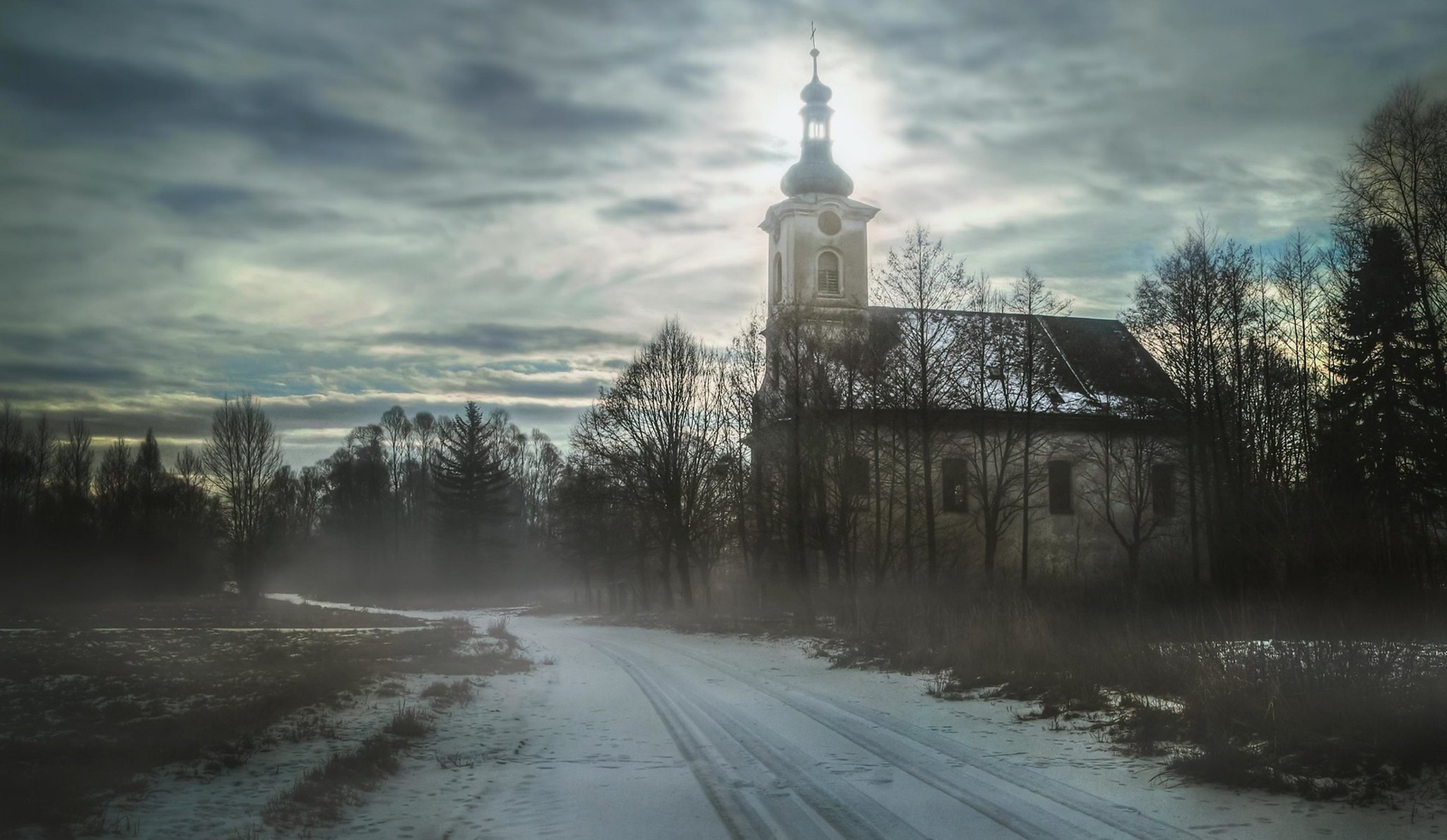 General 2048x1190 winter road church outdoors sky